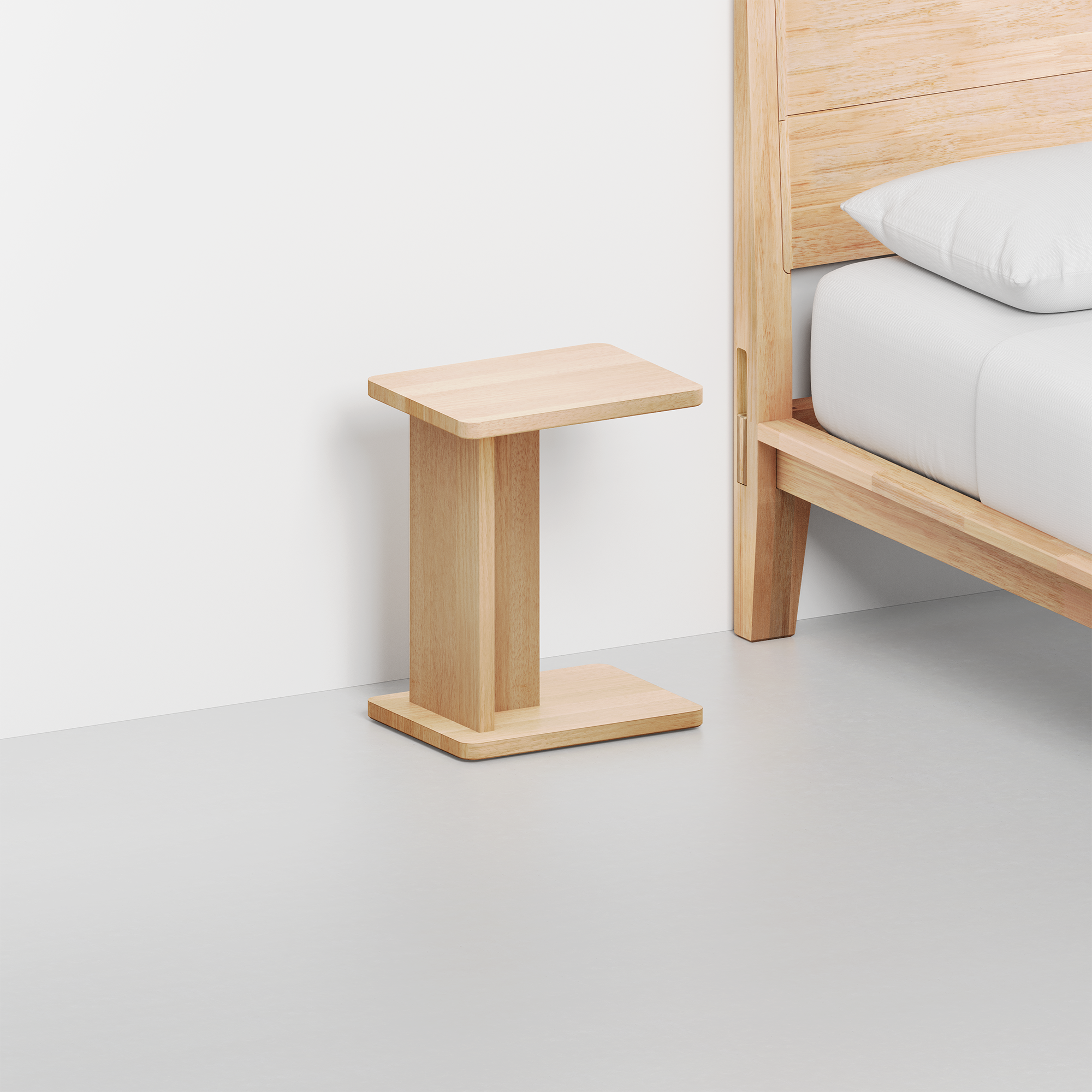 C Side Table (Natural) - Render - With Bed Angled