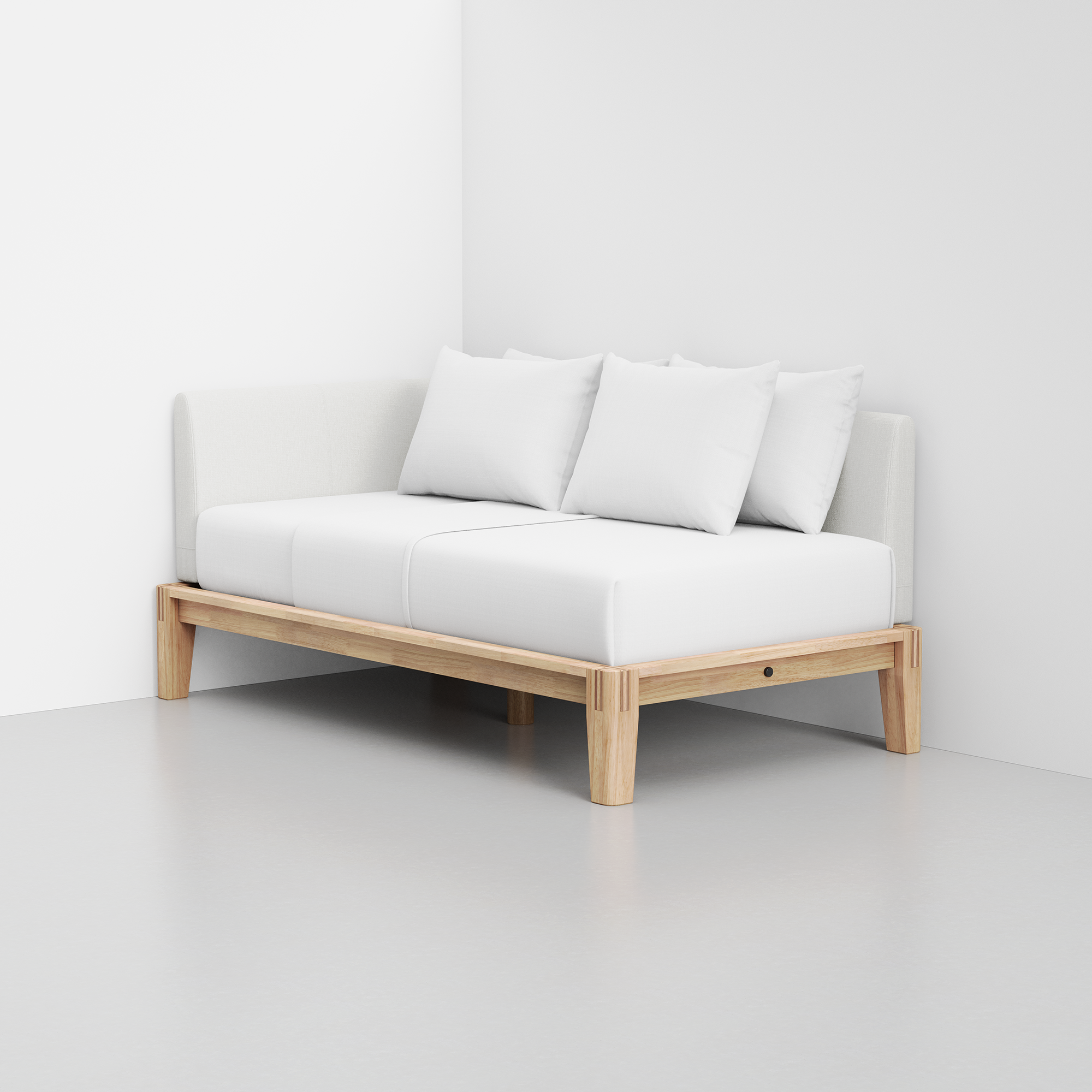 PDP Image: The Daybed (Natural / Light Linen) - Rendering - Pillows Stacked