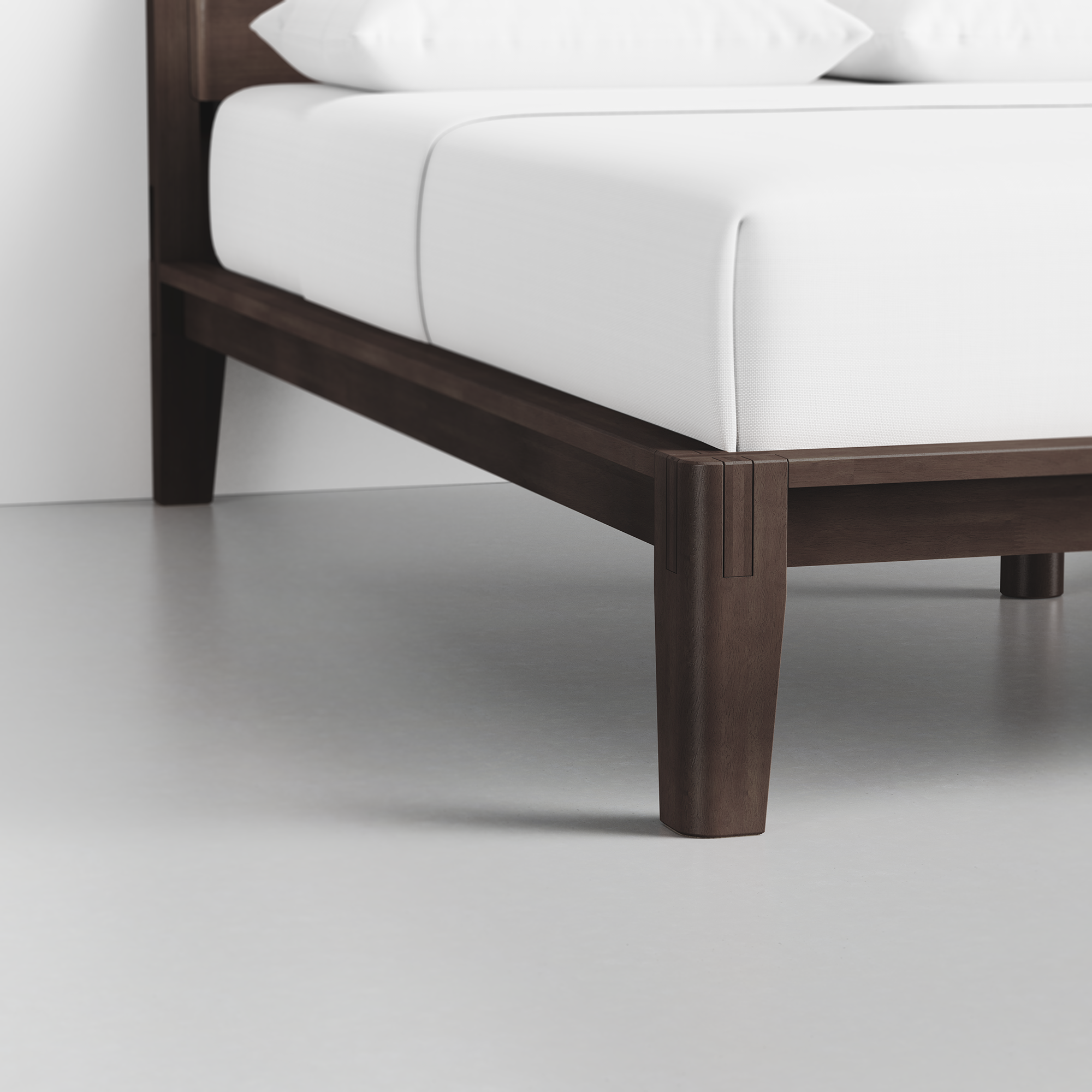 The Bed (Espresso / Headboard) - Render - Foot Detail