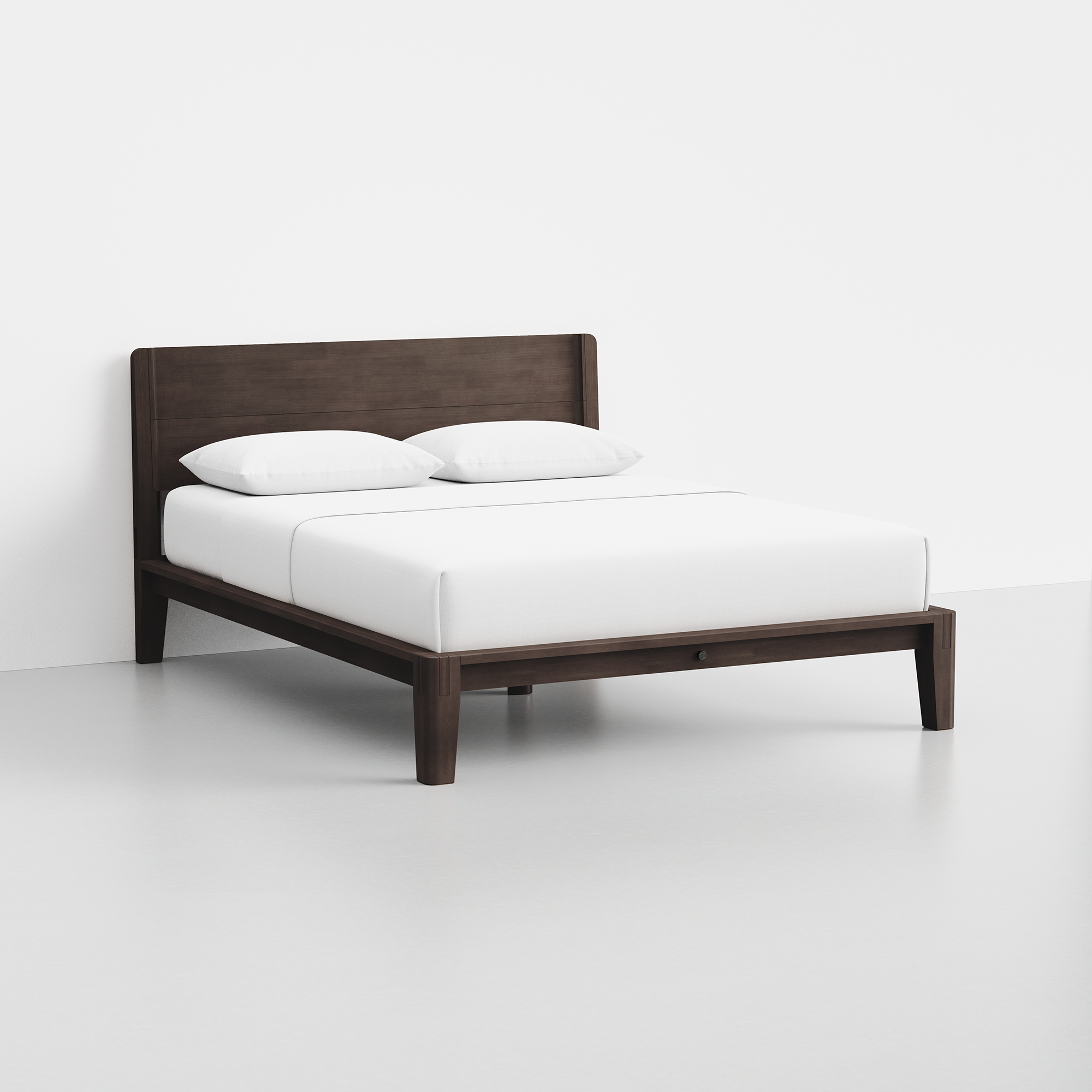 The Bed (Espresso / Headboard) - Render - Angled