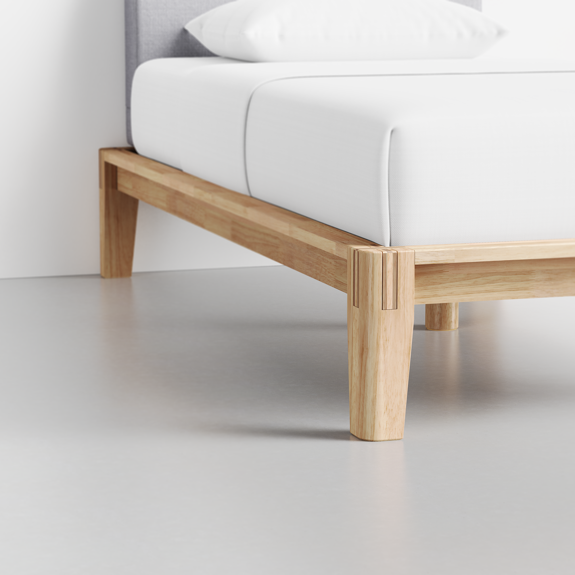 The Bed (Twin / Natural / Fog Grey) - Render - Foot Detail