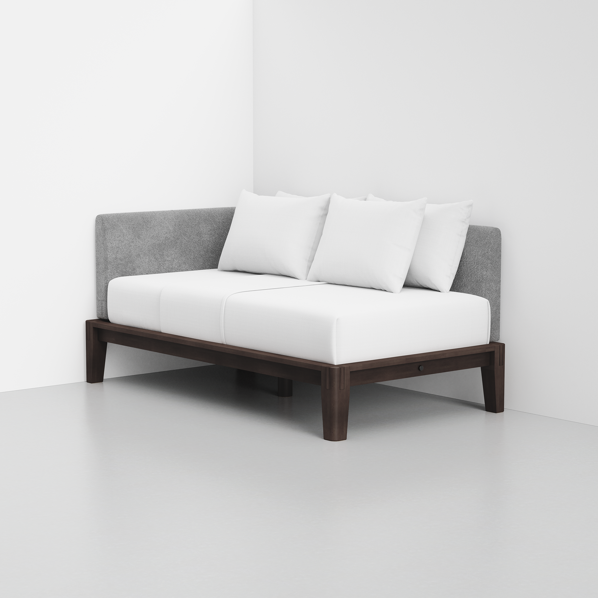 PDP Image: The Daybed (Espresso / Pewter) - Rendering - Pillows Stacked