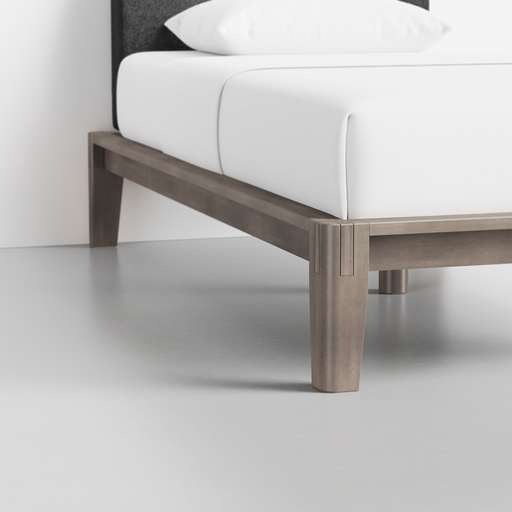The Bed (Twin / Grey / Graphite) - Render - Foot Detail
