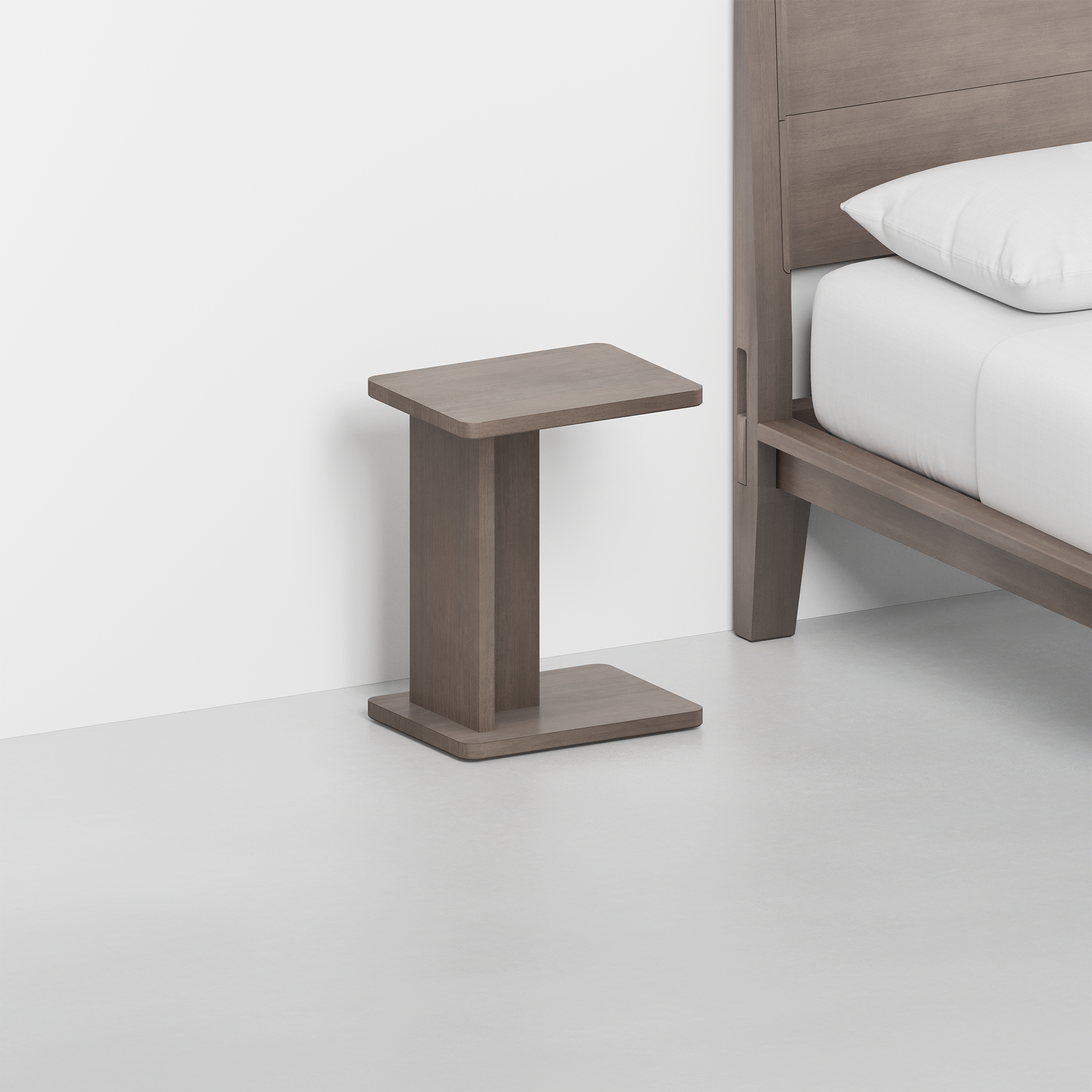 C Side Table (Grey) - Render - With Bed Angled