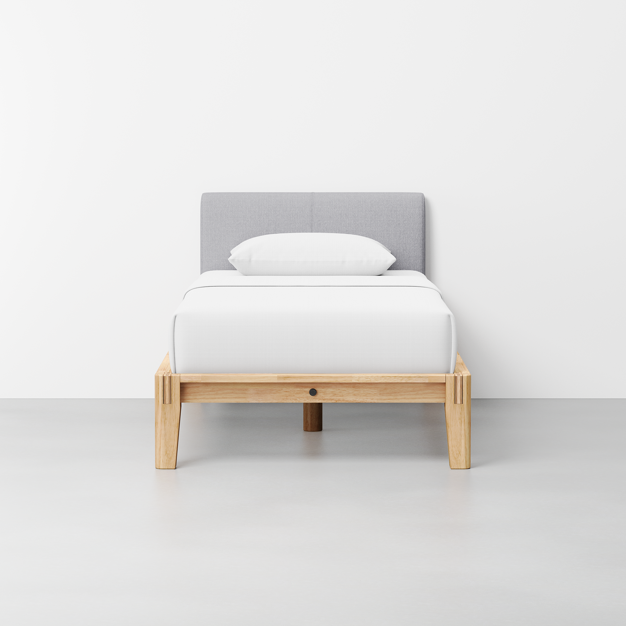 The Bed (Twin / Natural / Fog Grey) - Render - Front