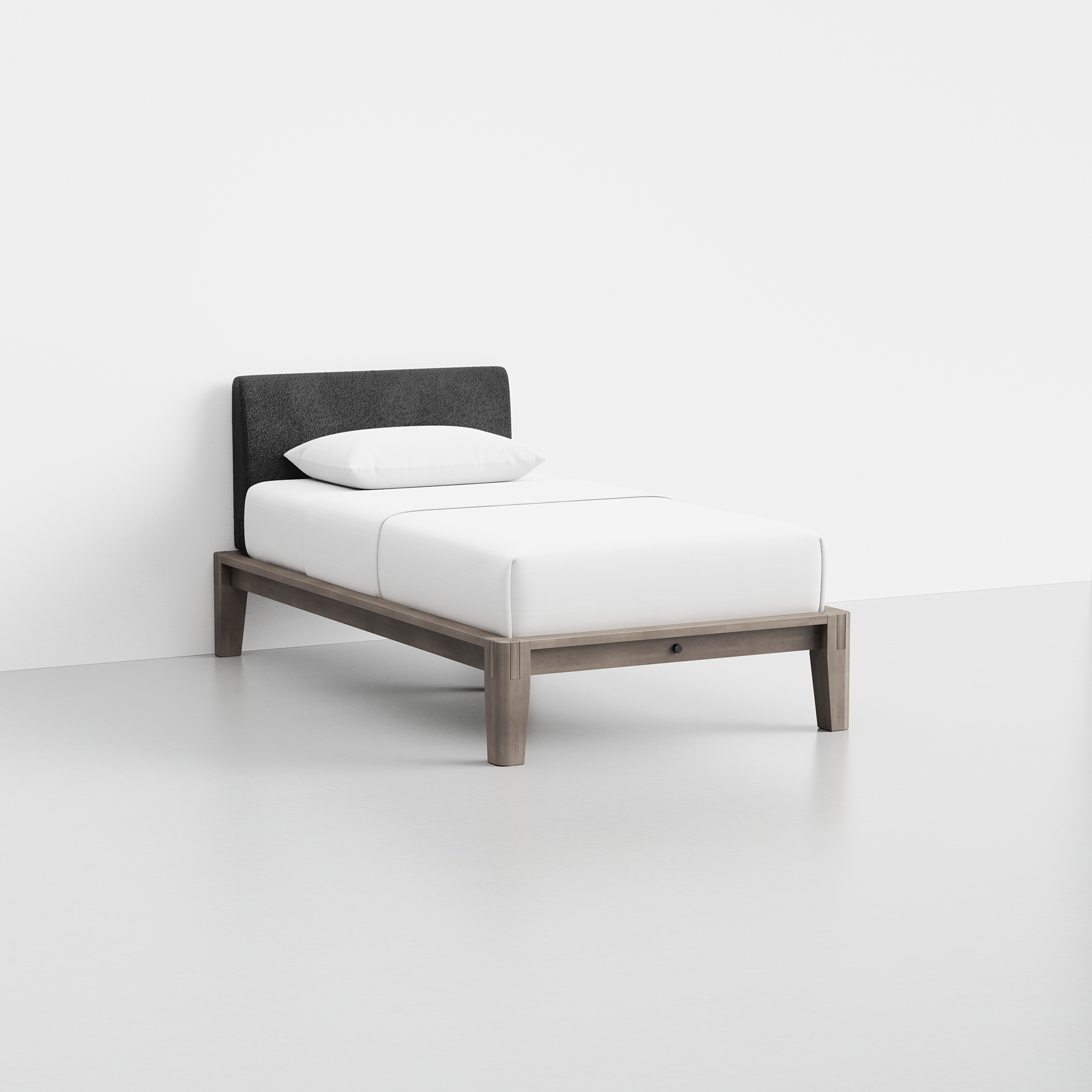 The Bed (Twin / Grey / Graphite) - Render - Angled