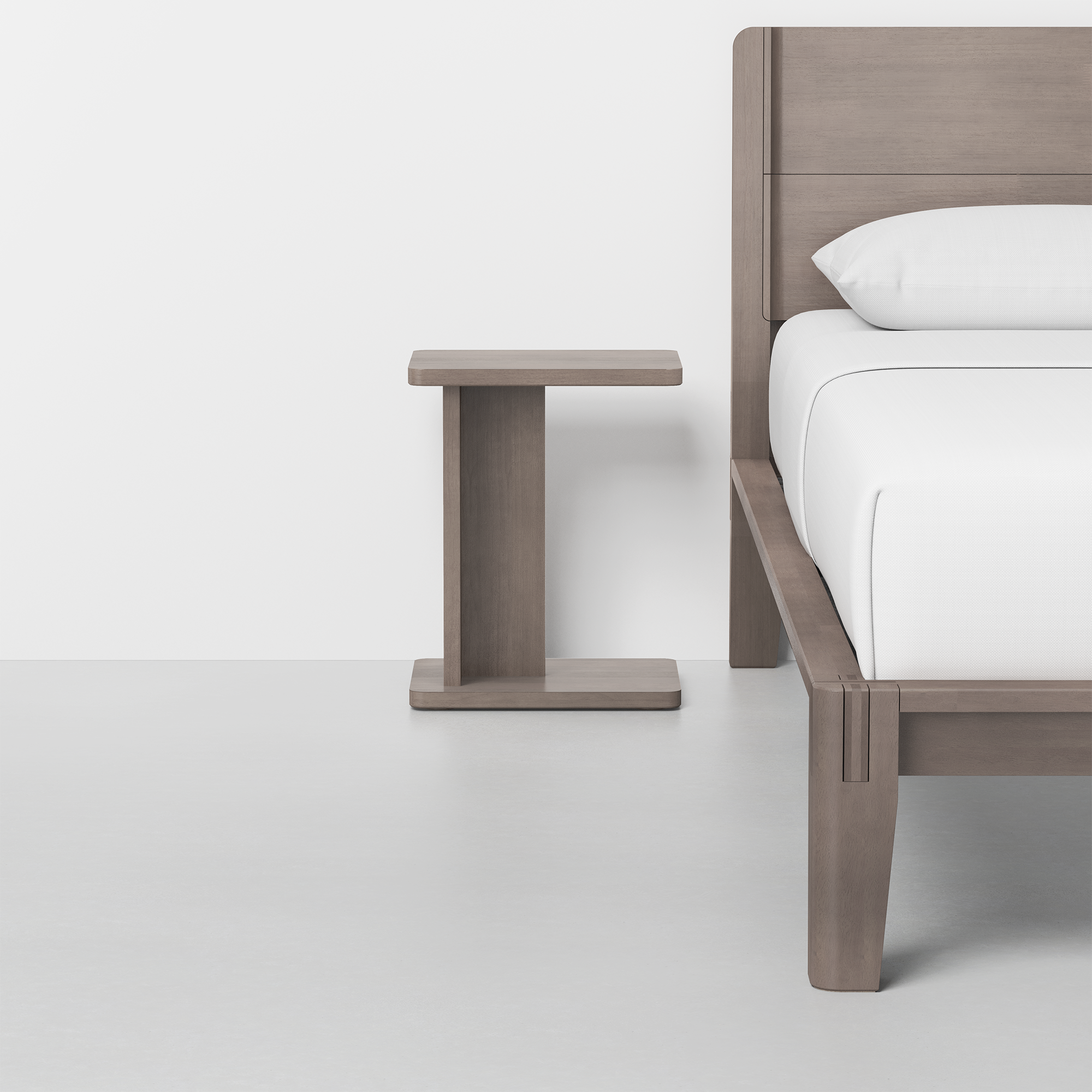 C Side Table (Grey) - Render - With Bed