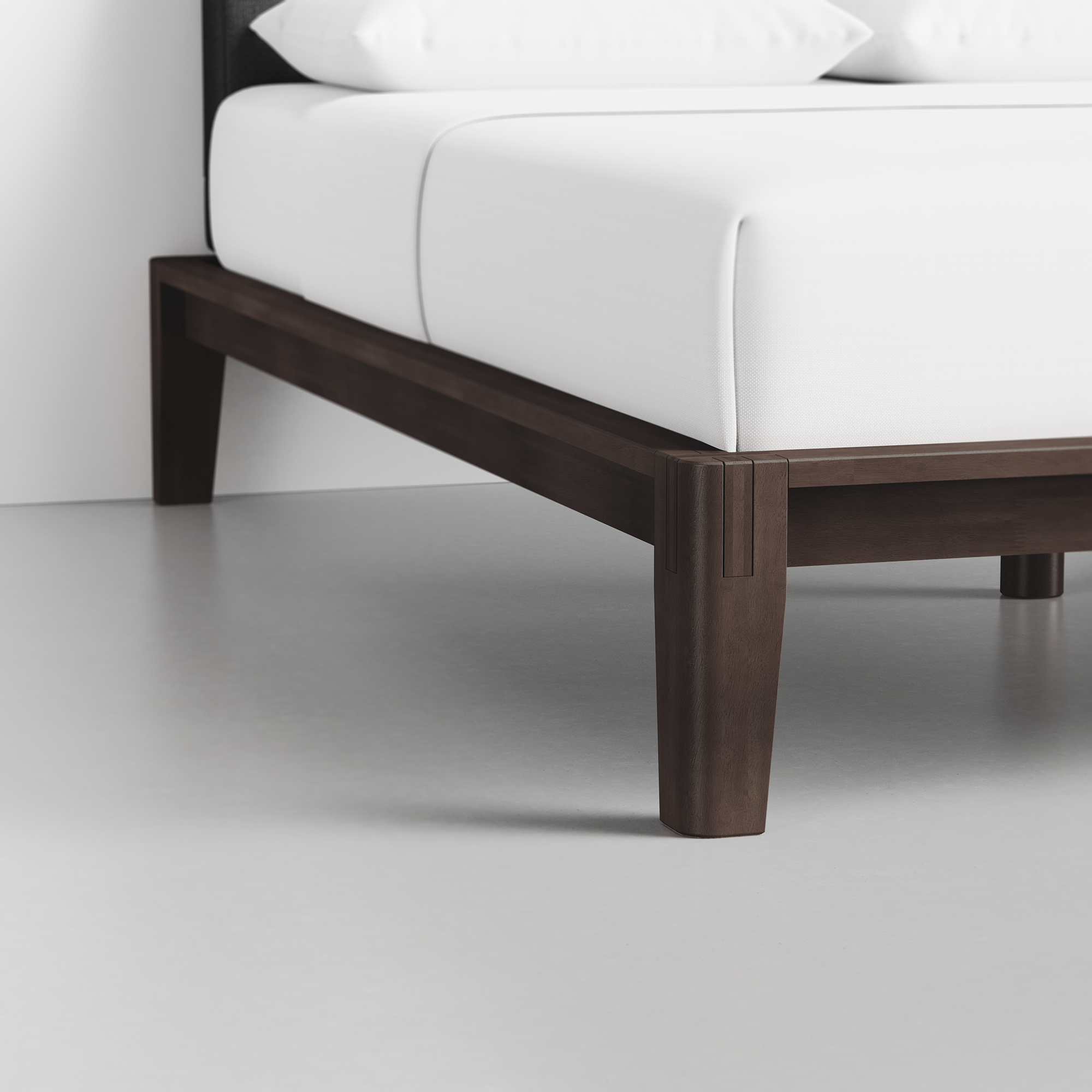 The Bed (Espresso / Dark Charcoal) - Render - Foot Detail