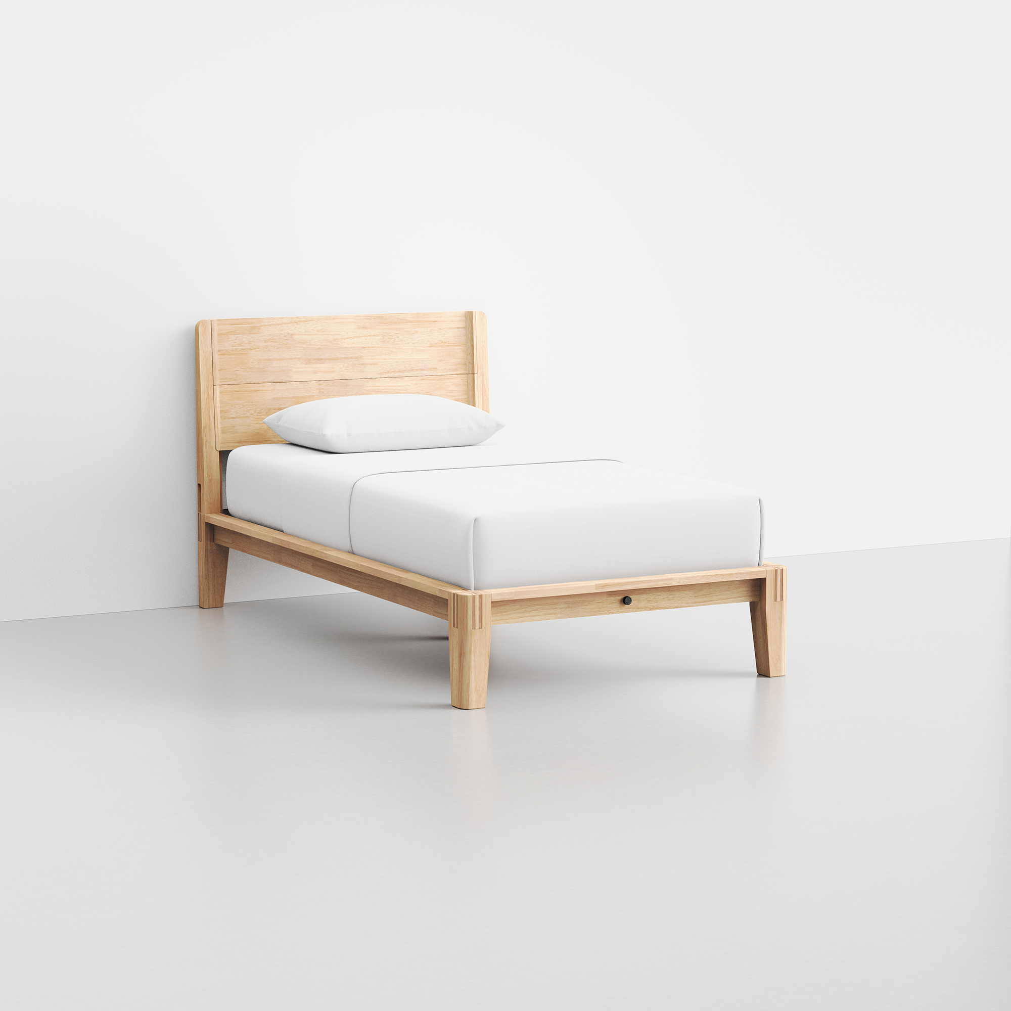 PDP Image: The Headboard (Twin / Natural) - Renderings - Angled Bed