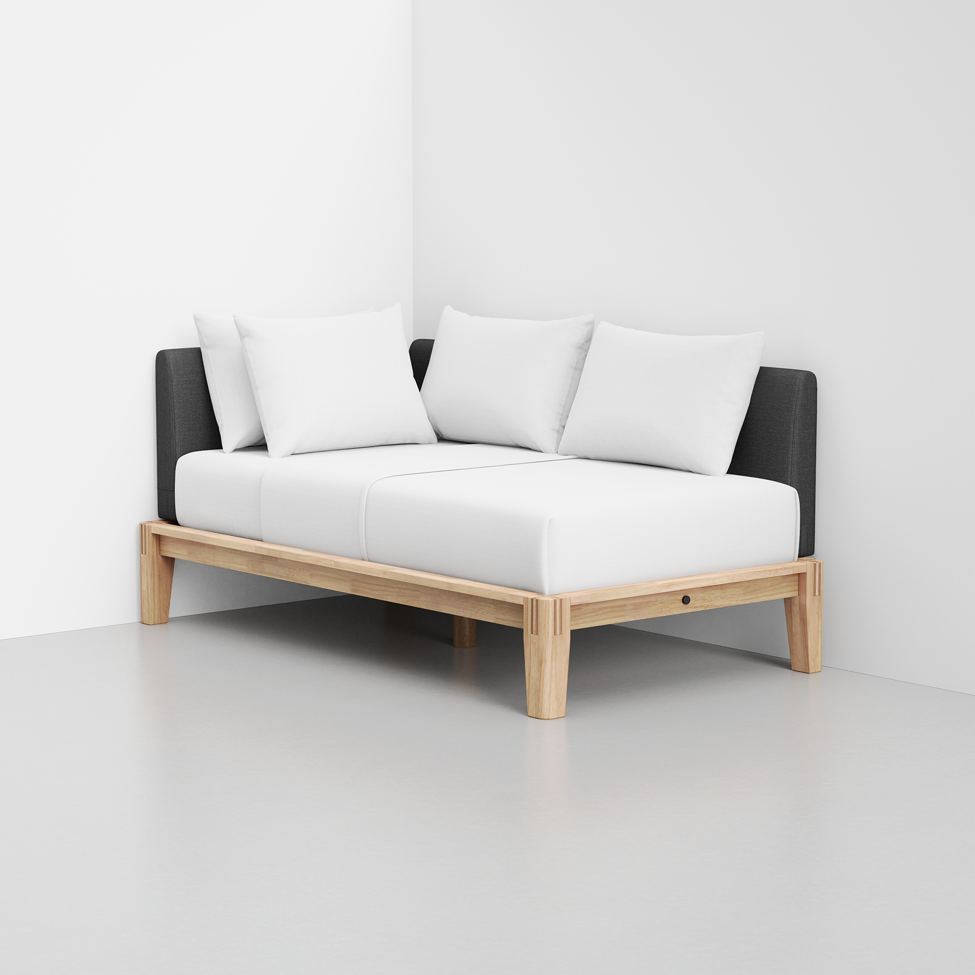 PDP Image: The Daybed (Natural / Dark Charcoal) - Rendering - Pillows