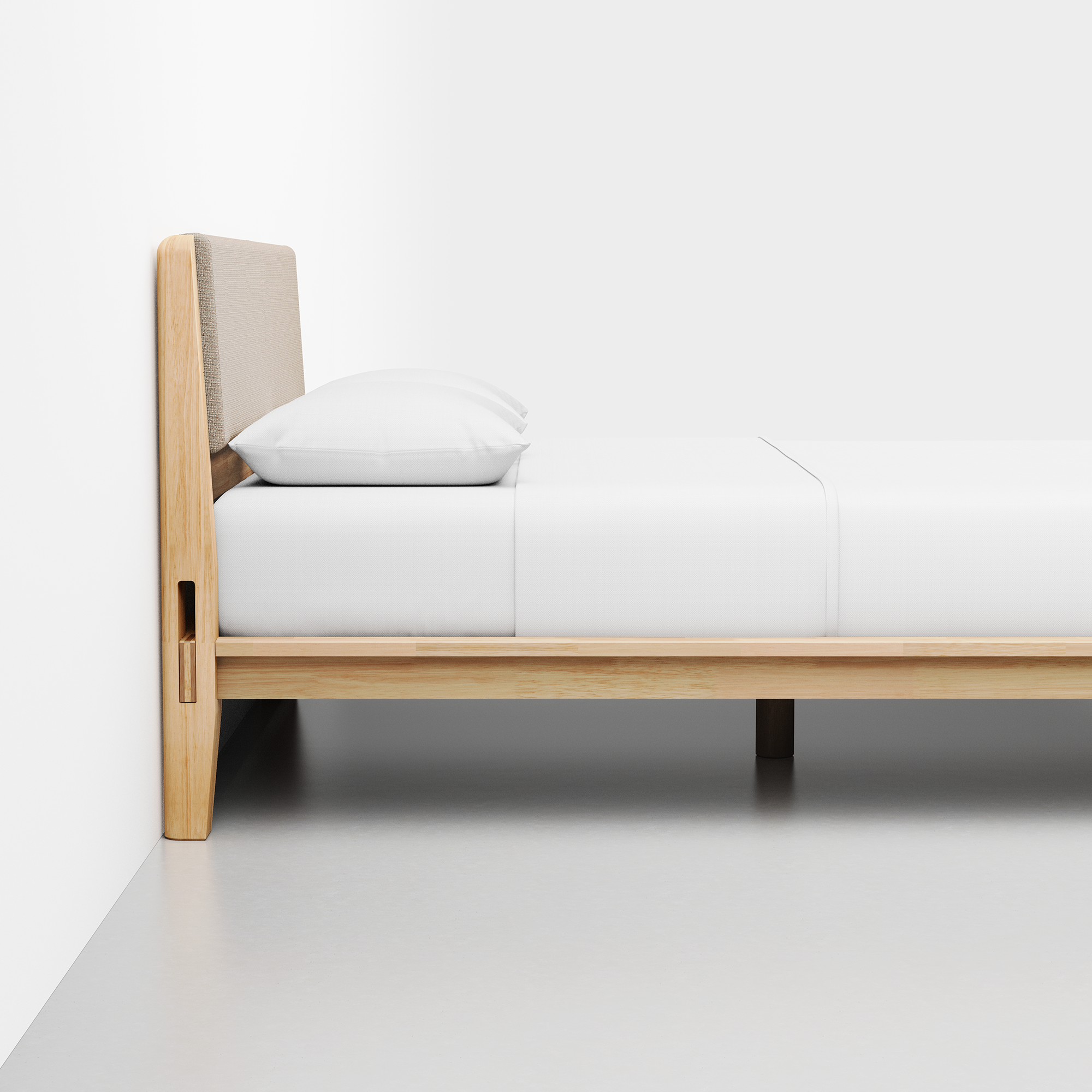 The Bed (Natural / HB Cushion Dune) - Render - Side