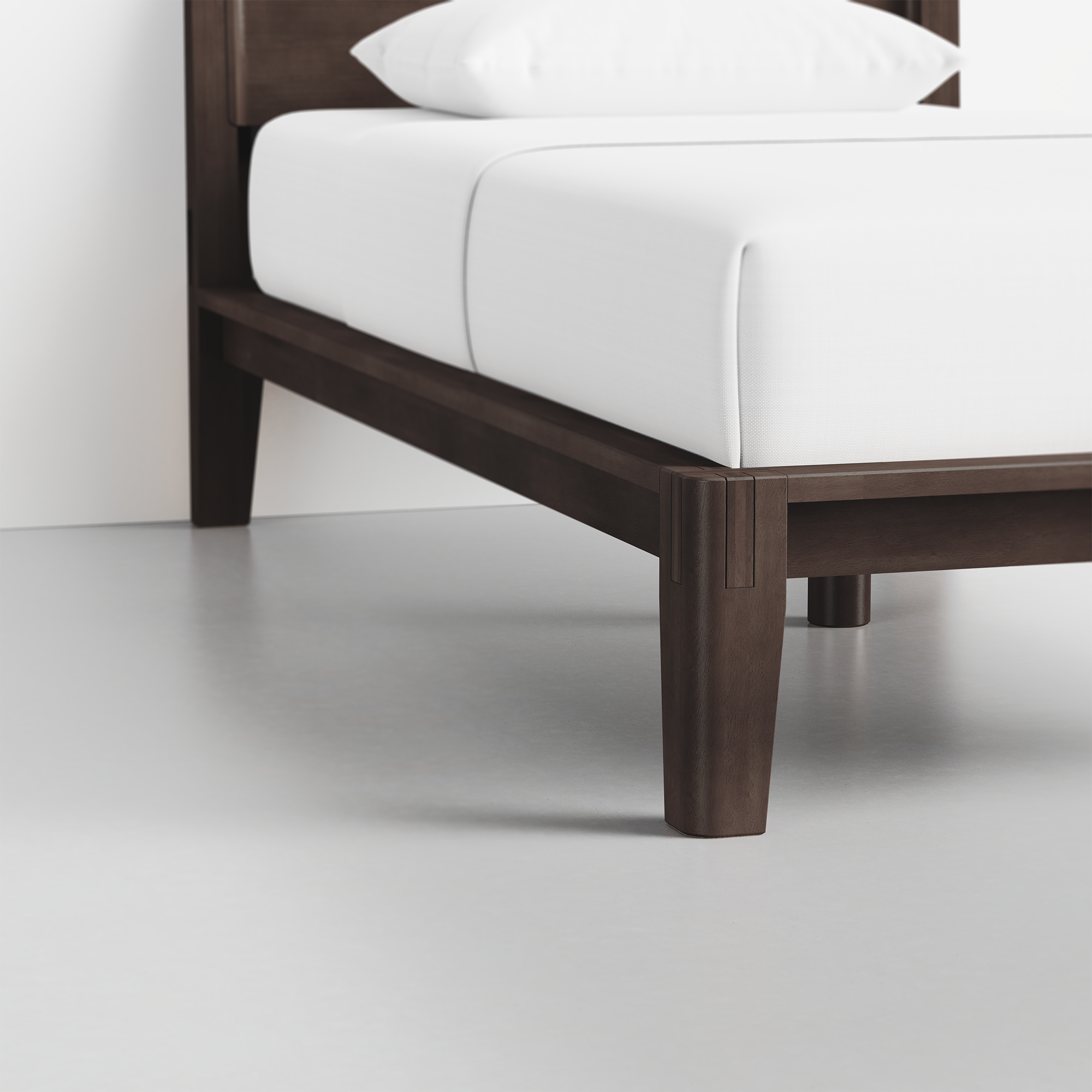 The Bed (Twin / Espresso / Headboard) - Render - Foot Detail