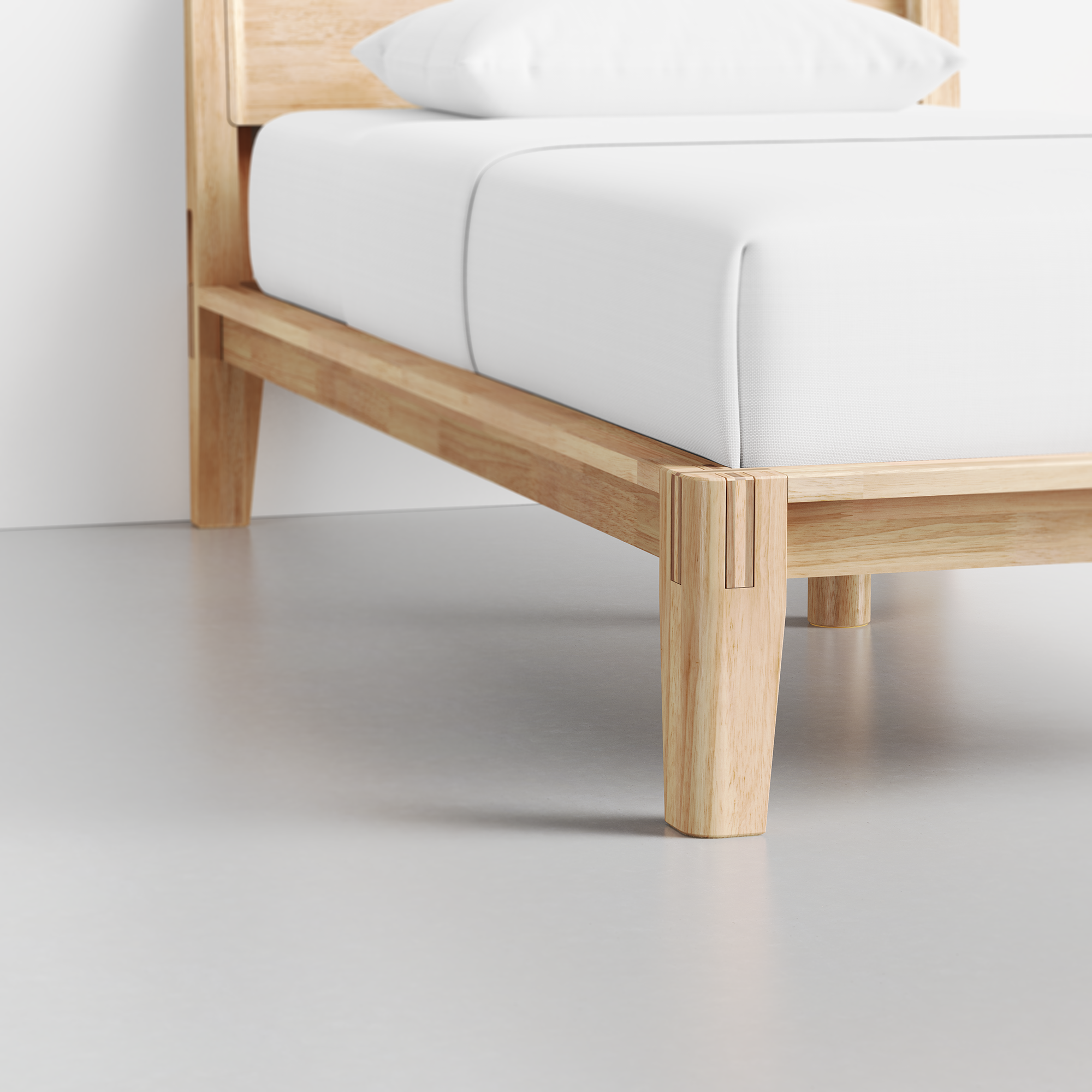 The Bed (Twin / Natural / Headboard) - Render - Foot Detail