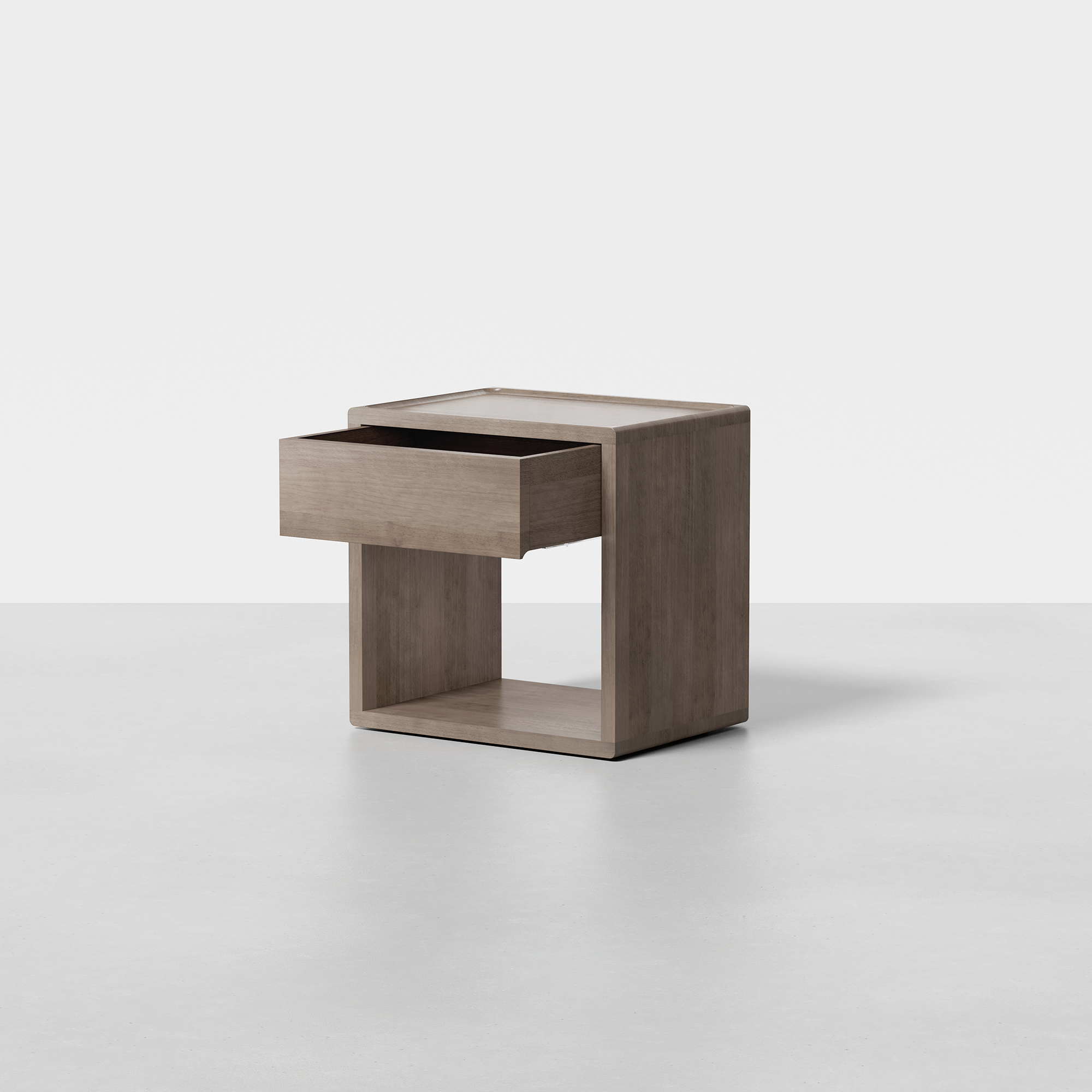 PDP Image: The Nightstand (Grey) - Render - Side, Drawer