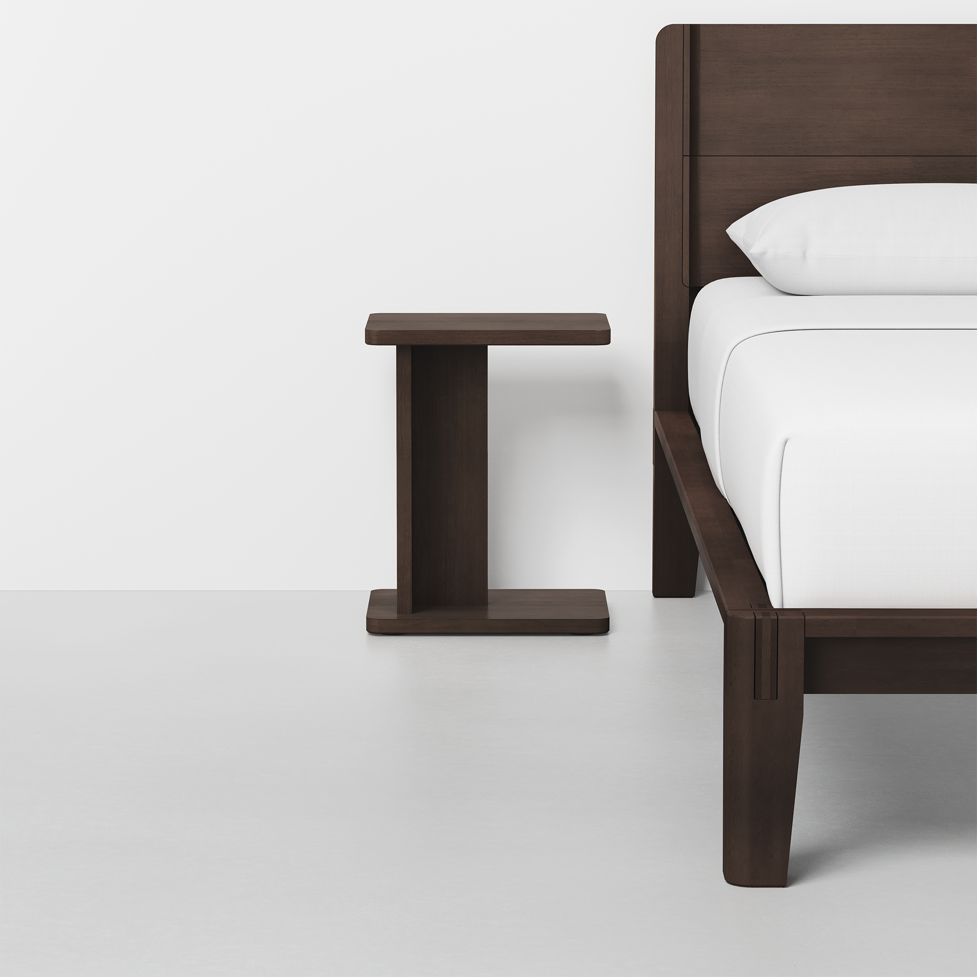 C Side Table (Espresso) - Render - With Bed
