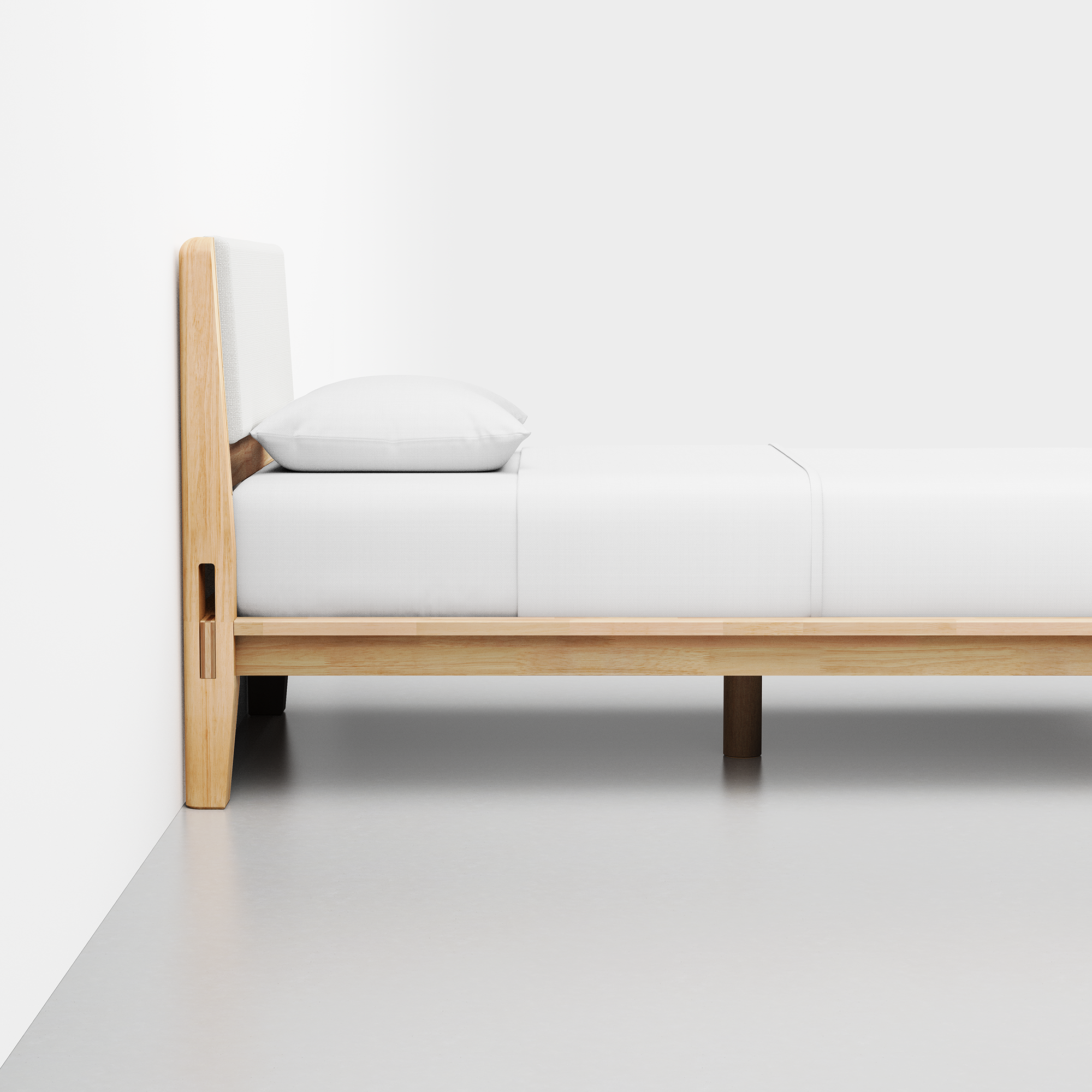 The Bed (Natural / HB Cushion Light Linen) - Render - Side