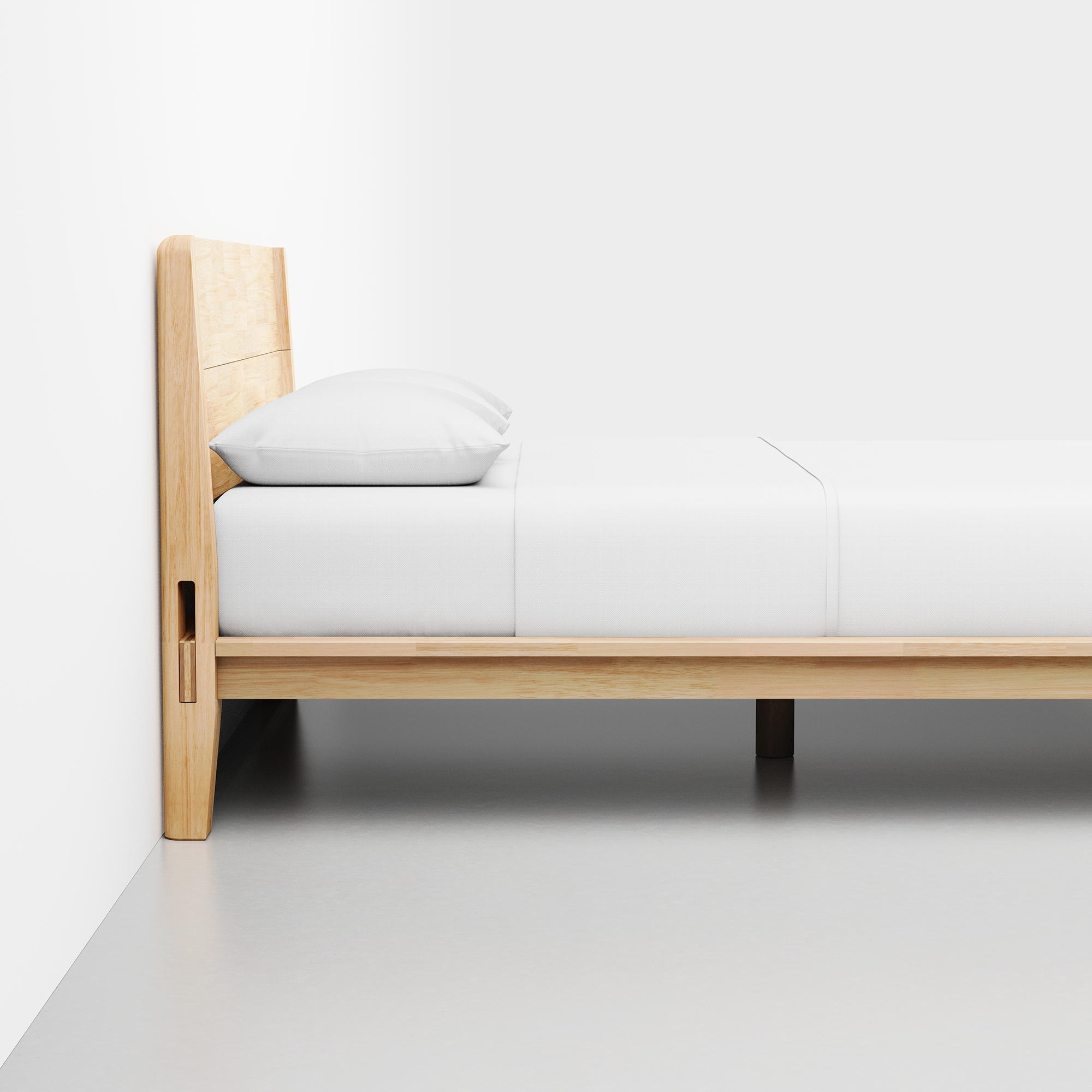 The Bed (Natural / Headboard) - Render - Side