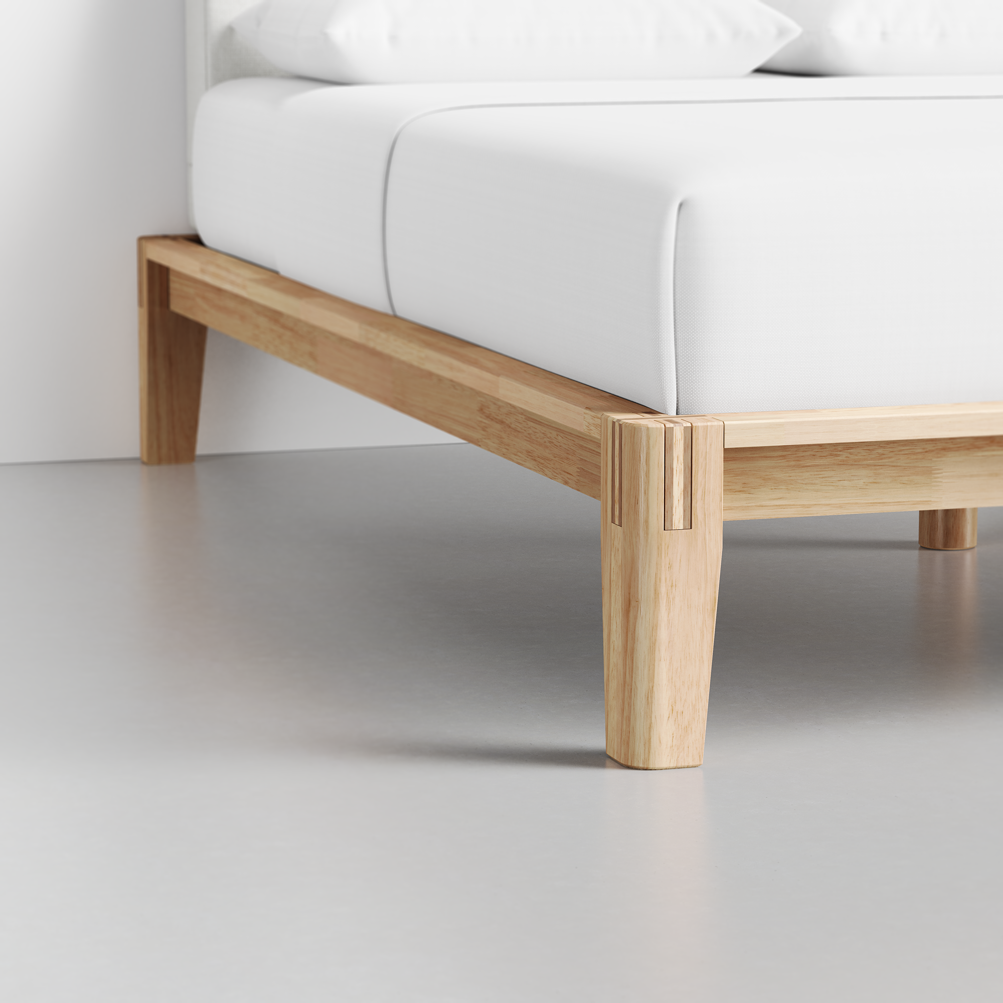 The Bed (Natural / Light Linen) - Render - Foot Detail