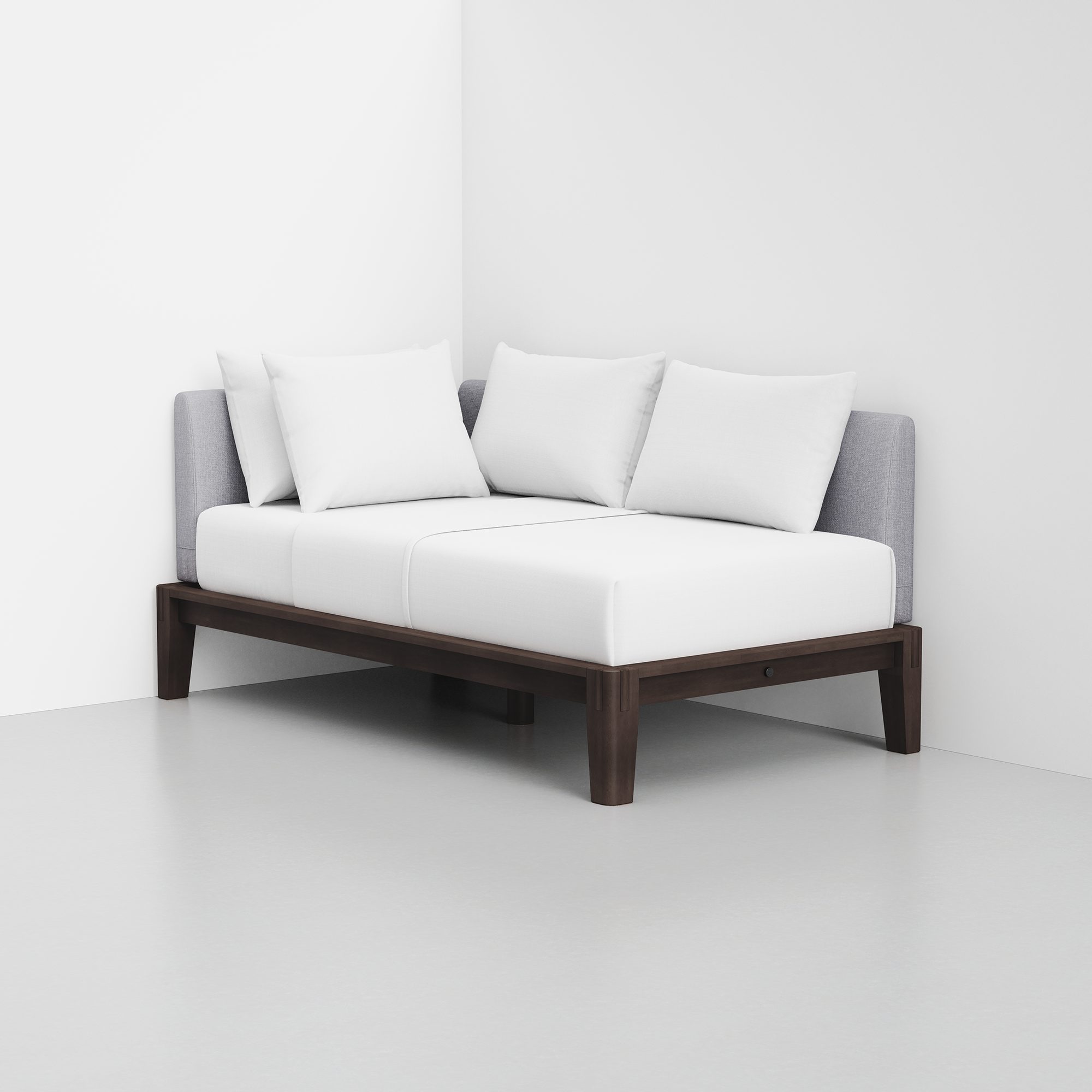 PDP Image: The Daybed (Espresso / Fog Grey) - Rendering - Pillows