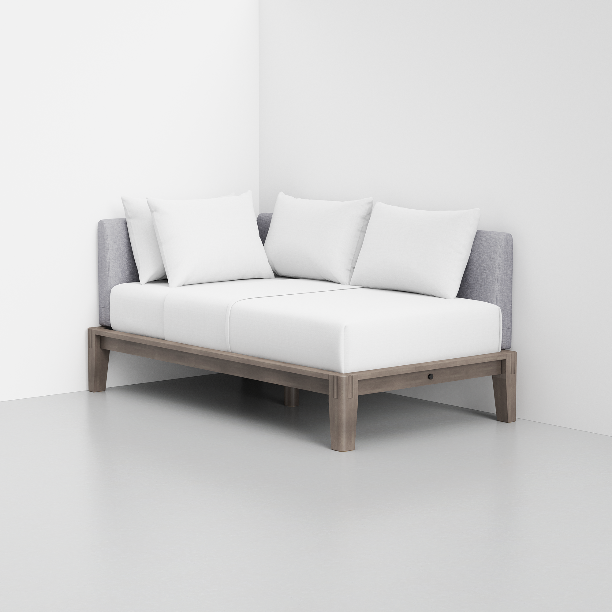 PDP Image: The Daybed (Grey / Fog Grey) - Rendering - Pillows