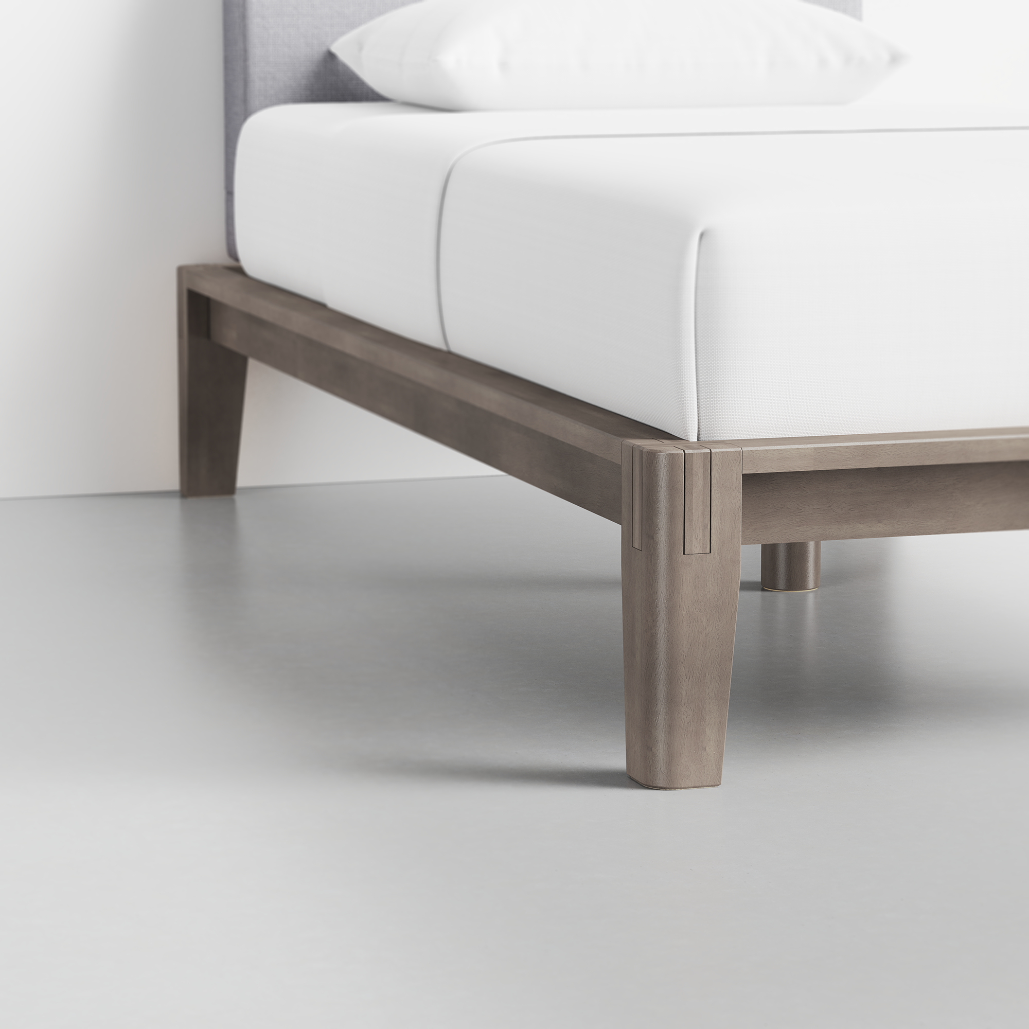 The Bed (Twin / Grey / Fog Grey) - Render - Foot Detail