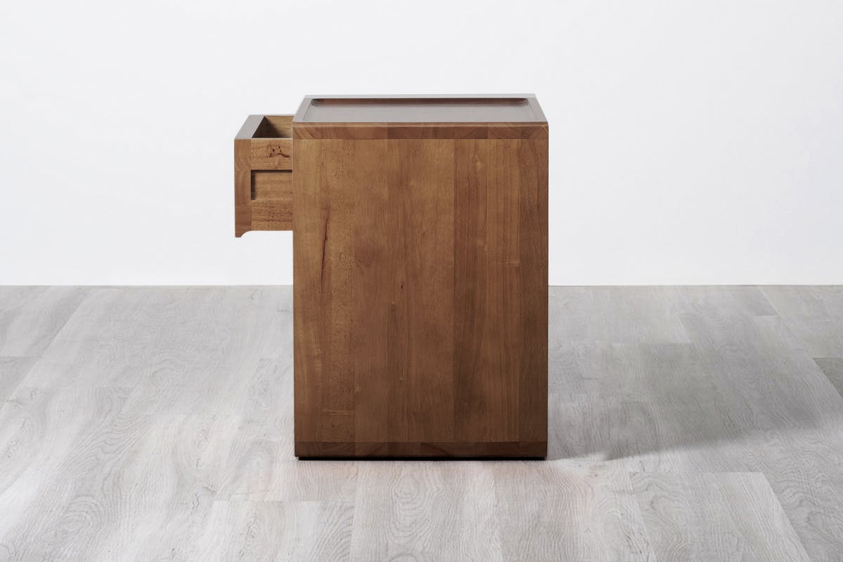 The Nightstand in Walnut with Open Side Drawer