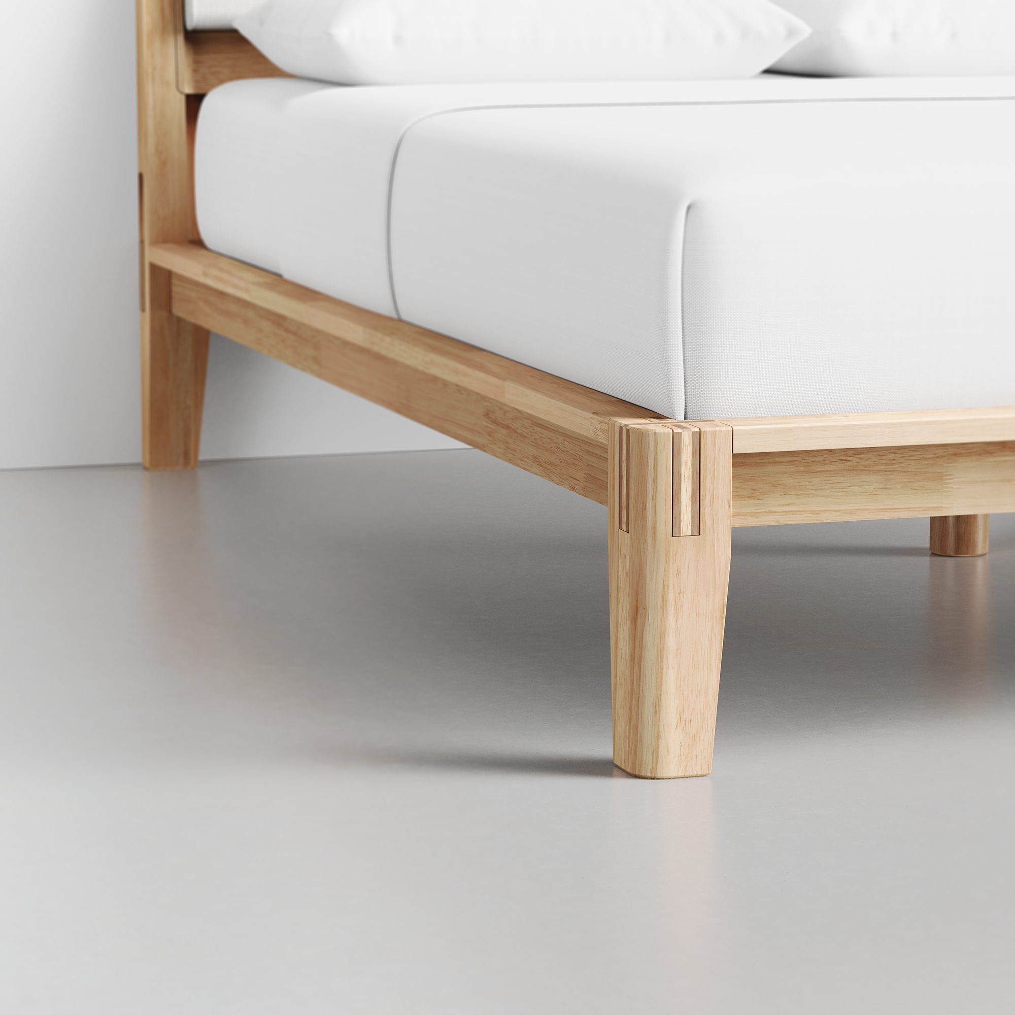The Bed (Natural / HB Cushion Light Linen) - Render - Foot Detail