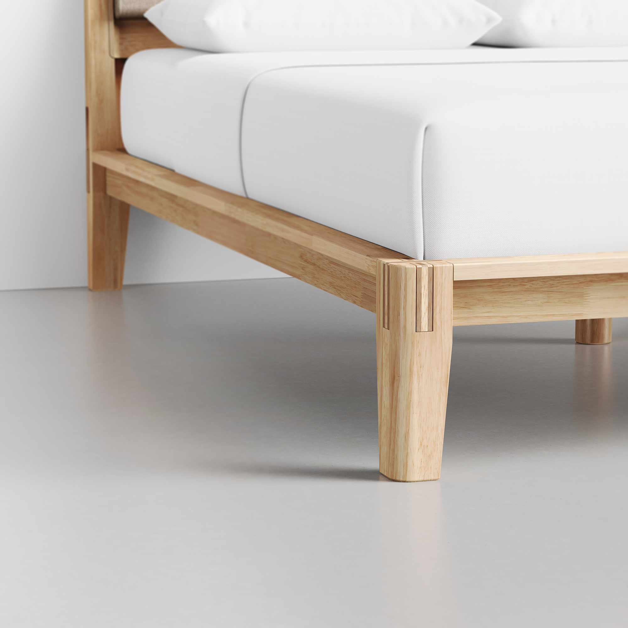 The Bed (Natural / HB Cushion Dune) - Render - Foot Detail