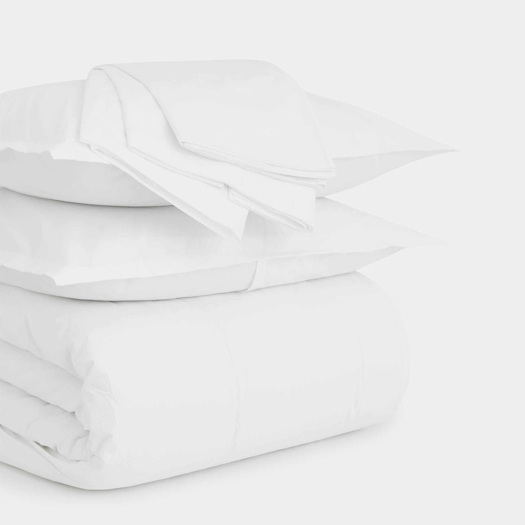 Complete Cotton Percale Bedding Set (White) - Close up