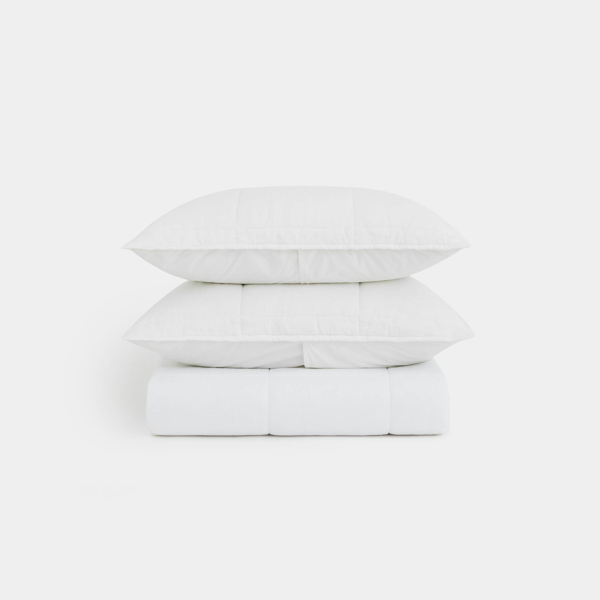 Linen Box Quilt Set (White) - Stacked