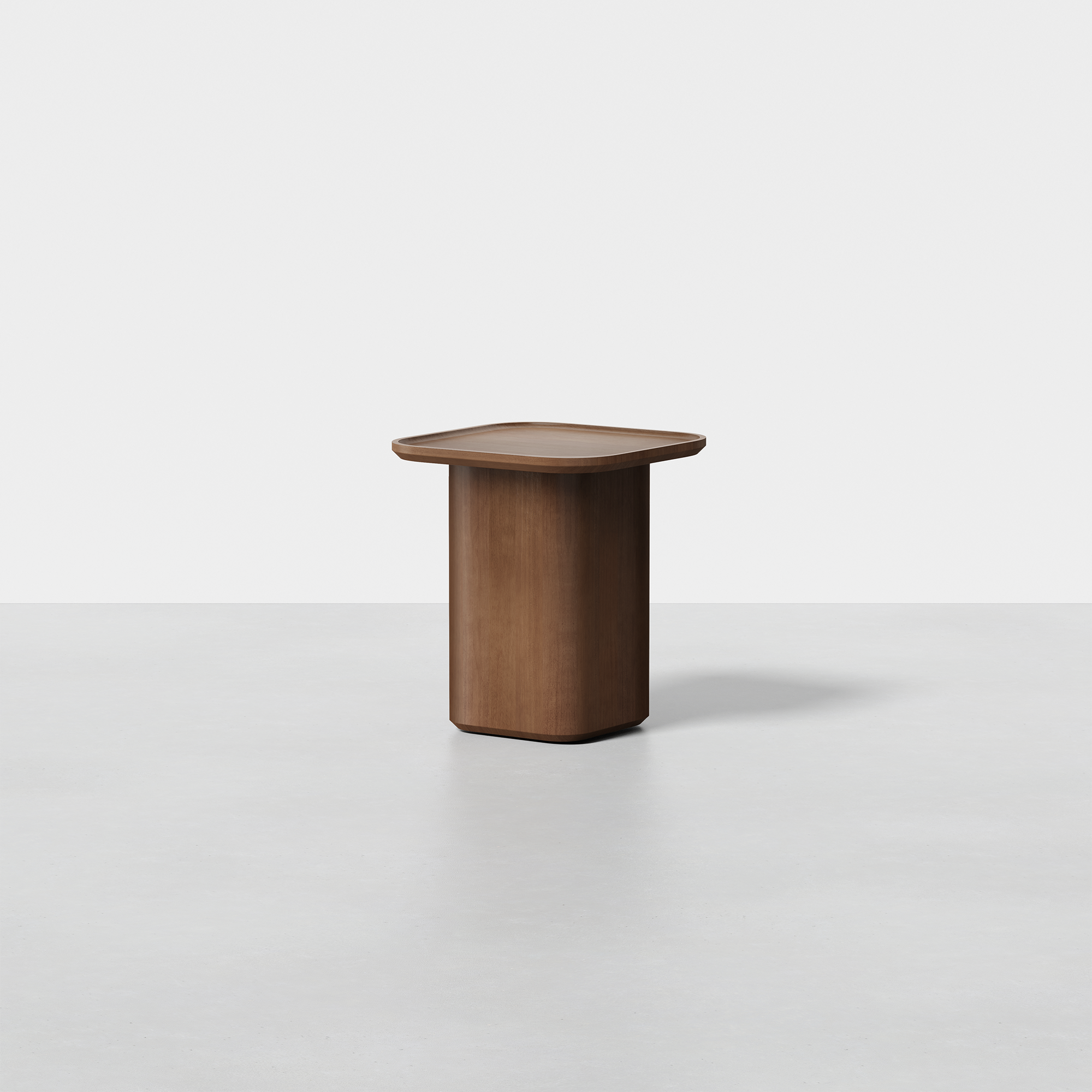 Pedestal Side Table (Walnut) - Render - Side