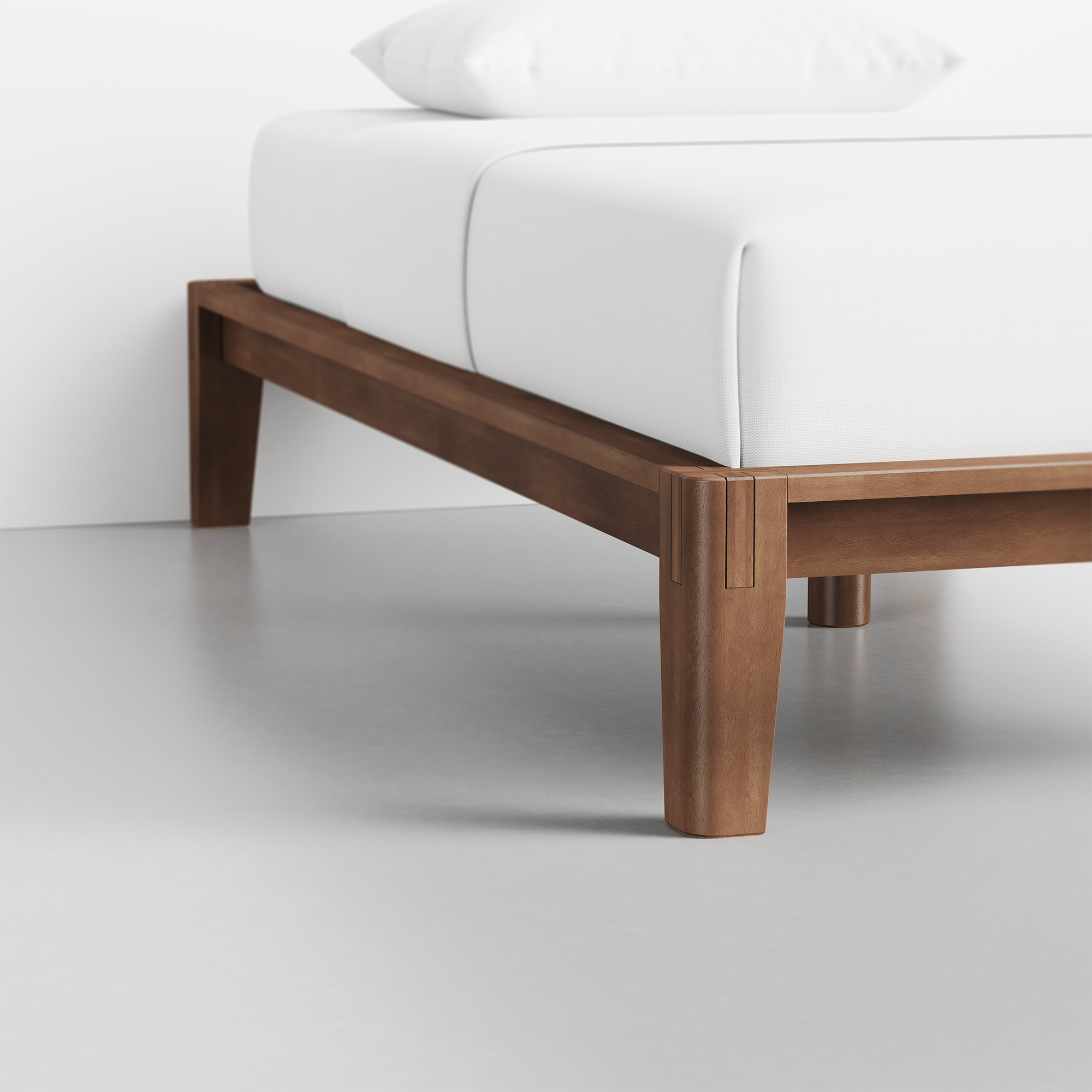 The Bed (Twin / Walnut / Frame Only) - Render - Foot Detail
