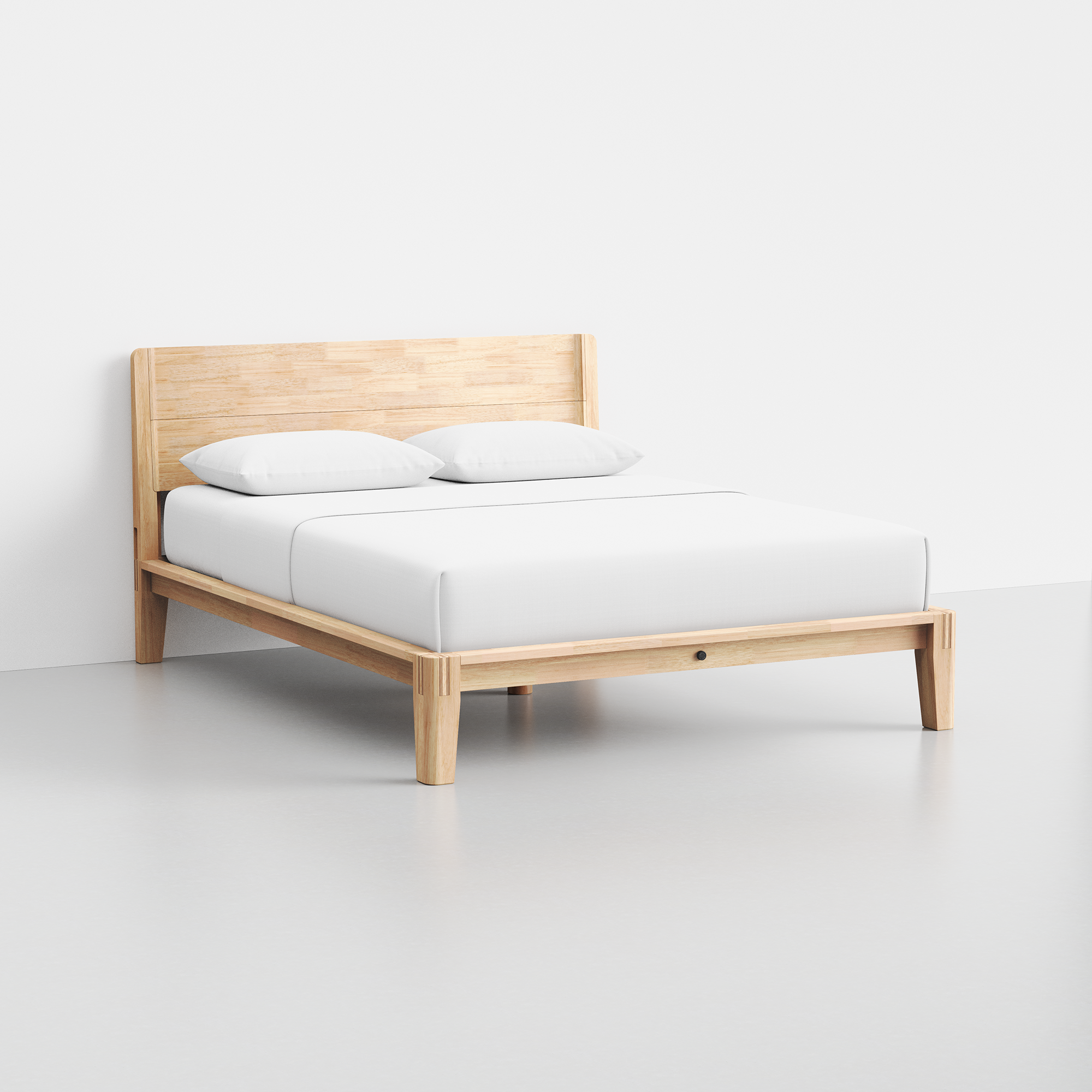 PDP Image: The Headboard (Queen / Natural) - Renderings - Bed Angled
