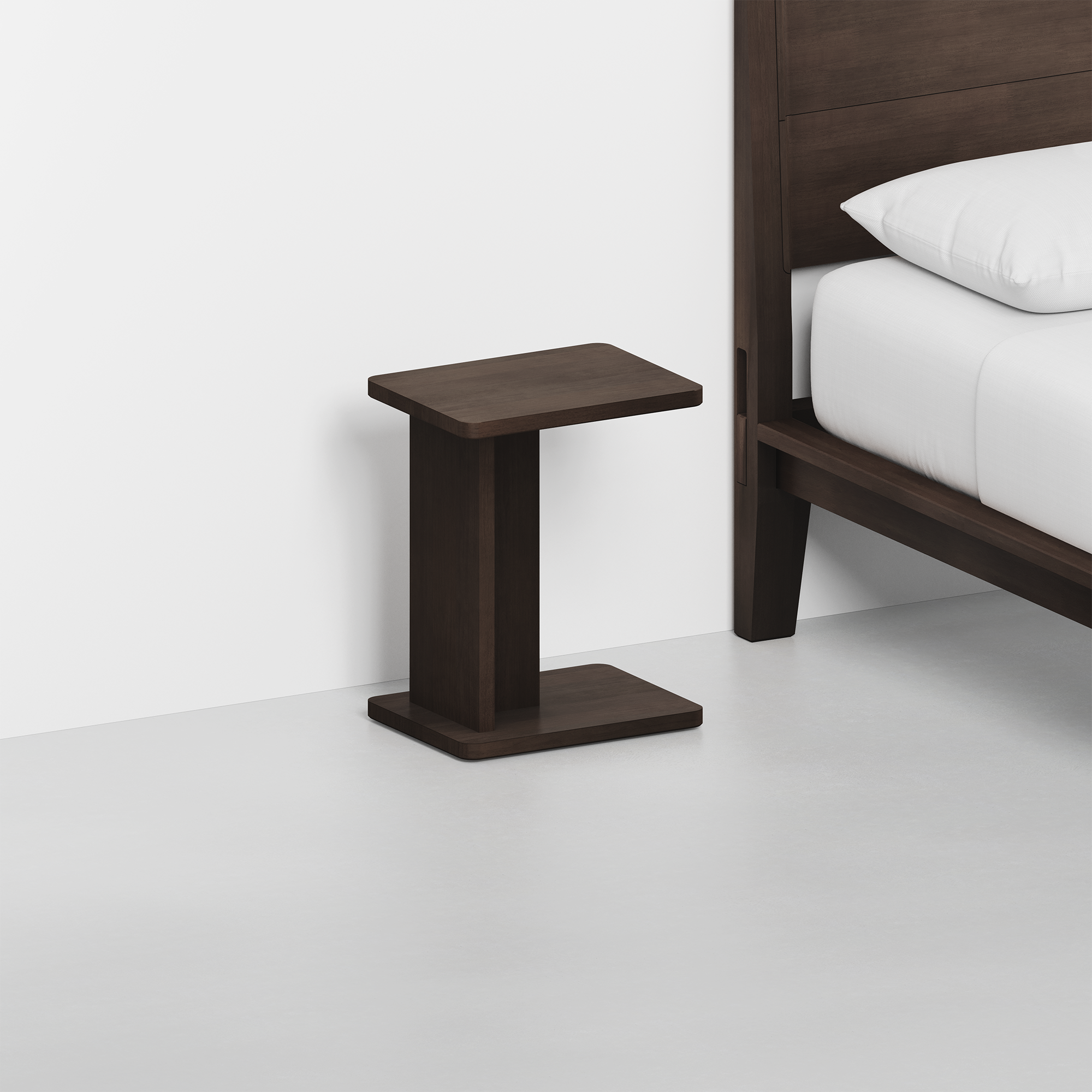 C Side Table (Espresso) - Render - With Bed Angled