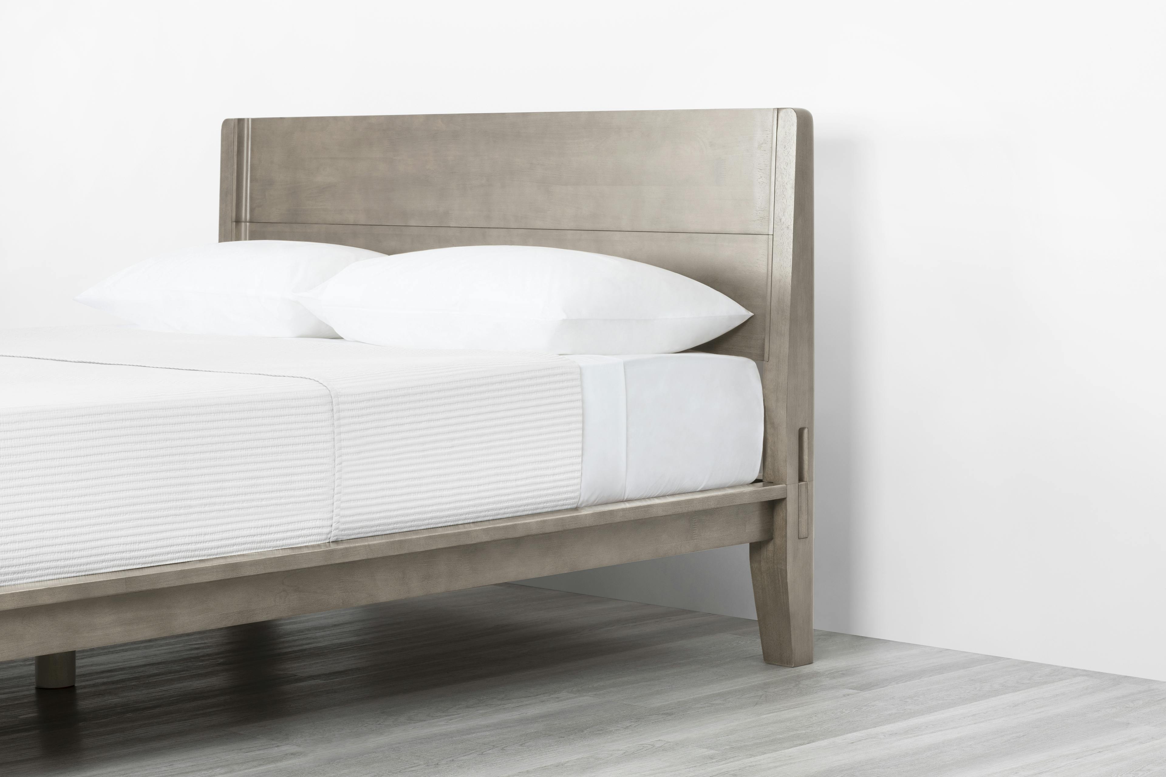 The Bed (Queen / Grey / Headboard) - Angled Detail - 3:2