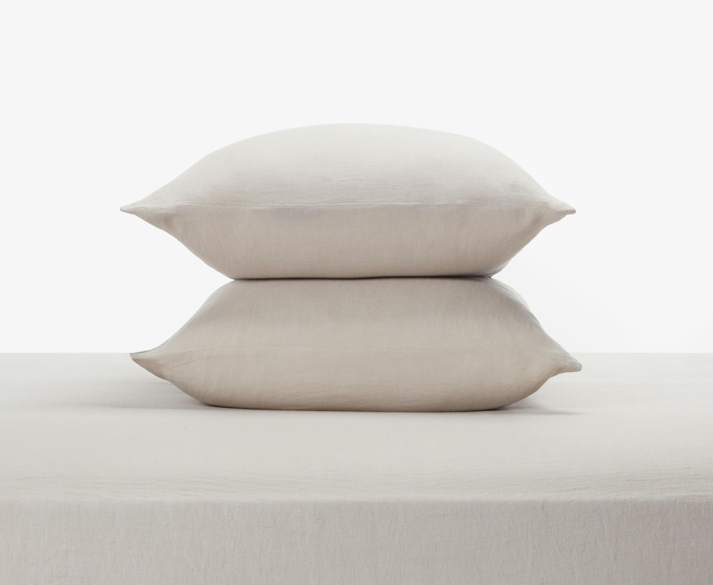 Linen Sheet Set (Dune) - Pillows Stacked