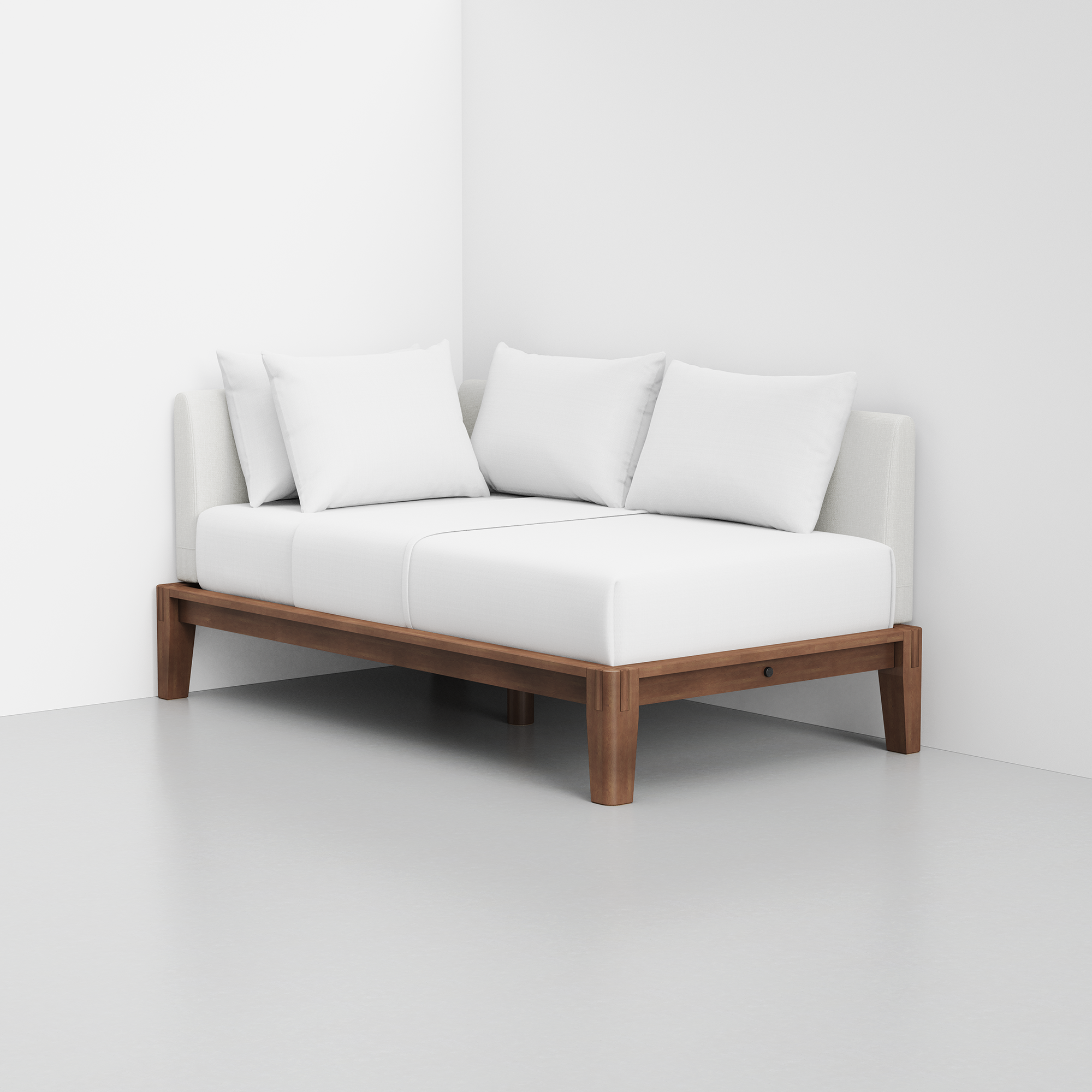 PDP Image: The Daybed (Walnut / Light Linen) - Rendering - Pillows