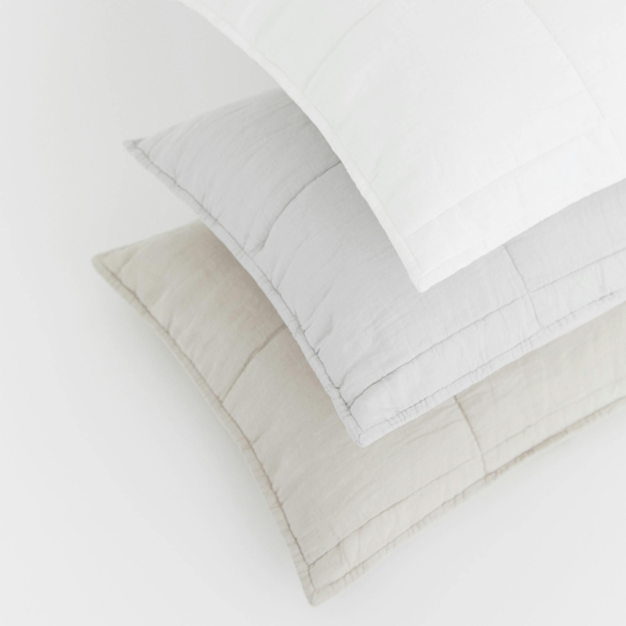 Linen Quilted Sham Set - Overhead Stacked