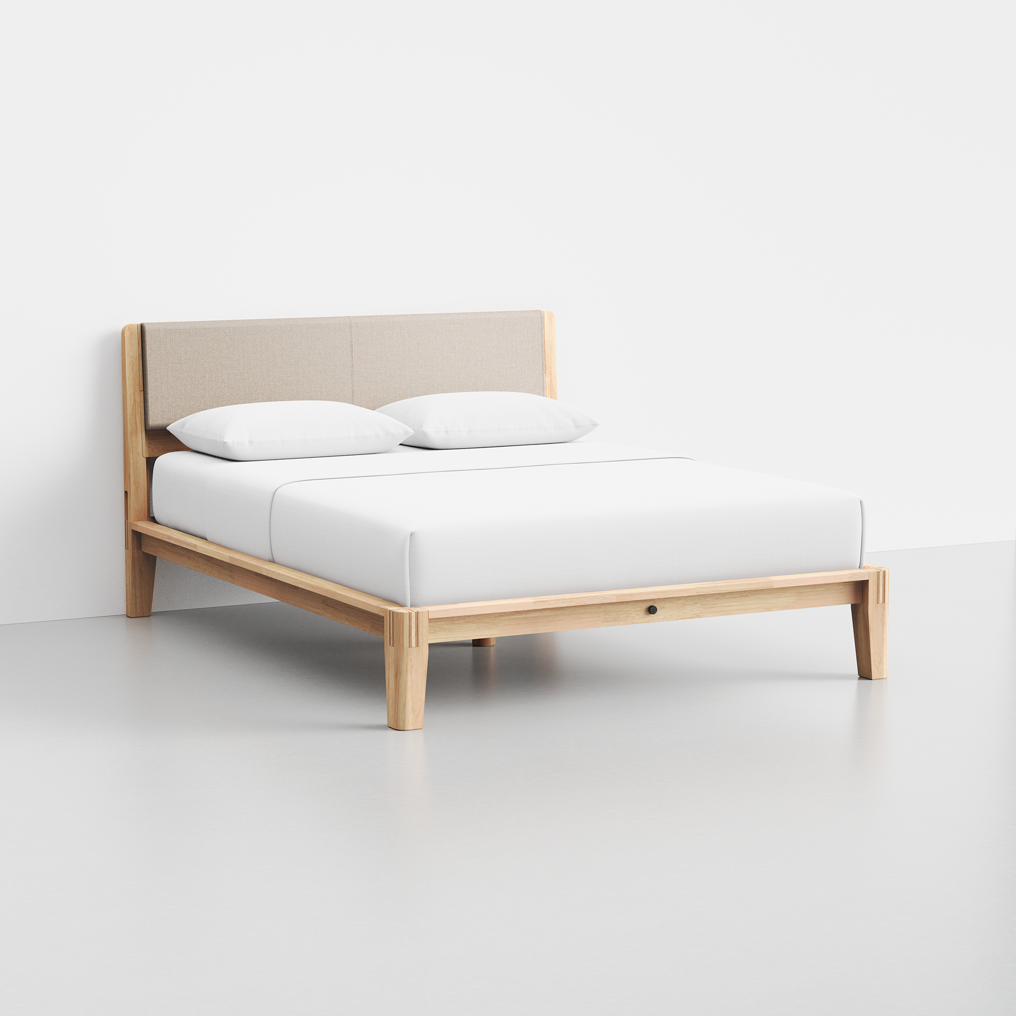 The Bed (Natural / HB Cushion Dune) - Render - Angled