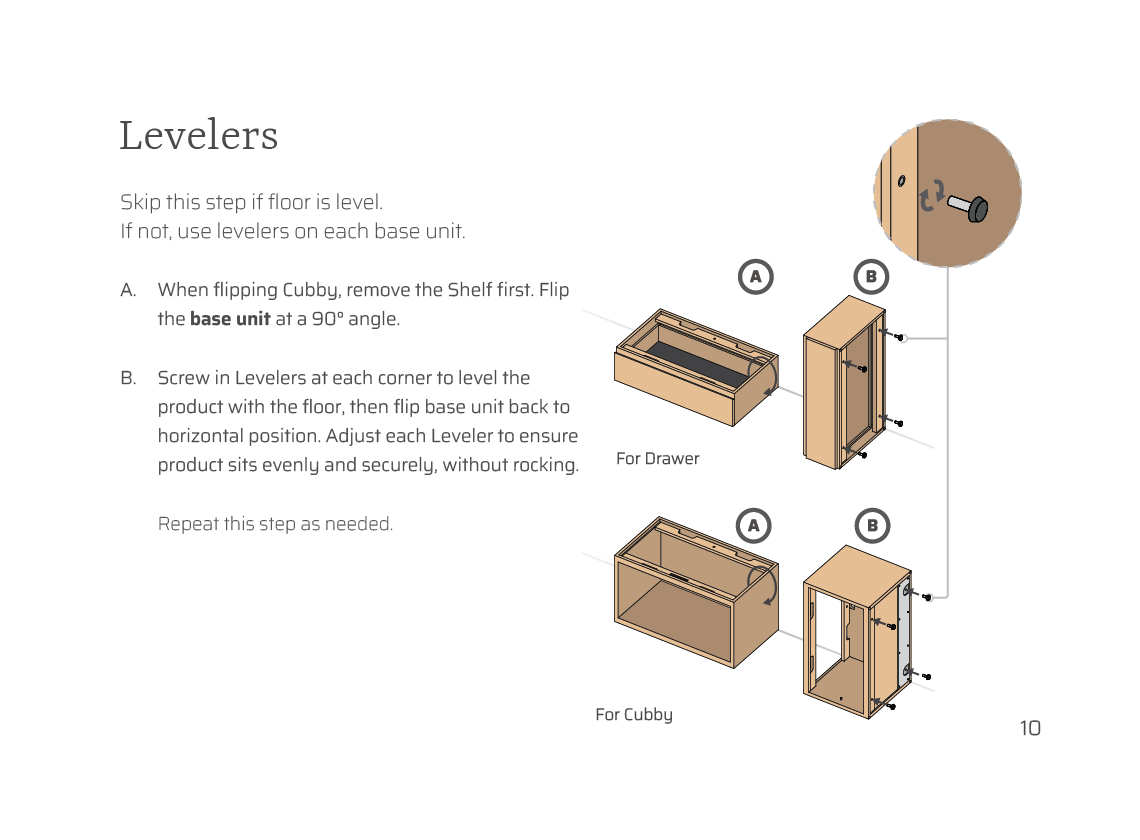 Thuma The Dresser Assembly Instructions Levelers Card