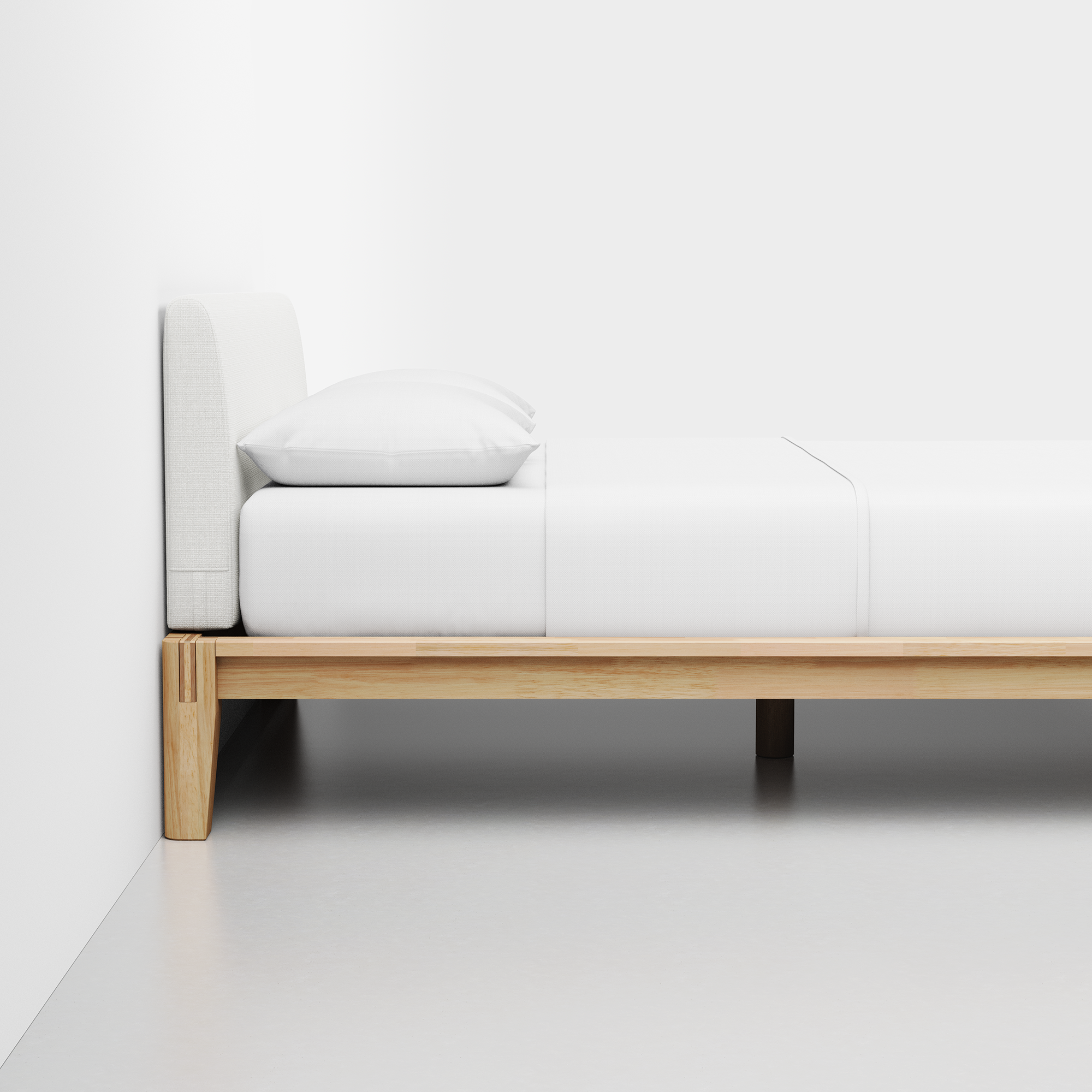 The Bed (Natural / Light Linen) - Render - Side