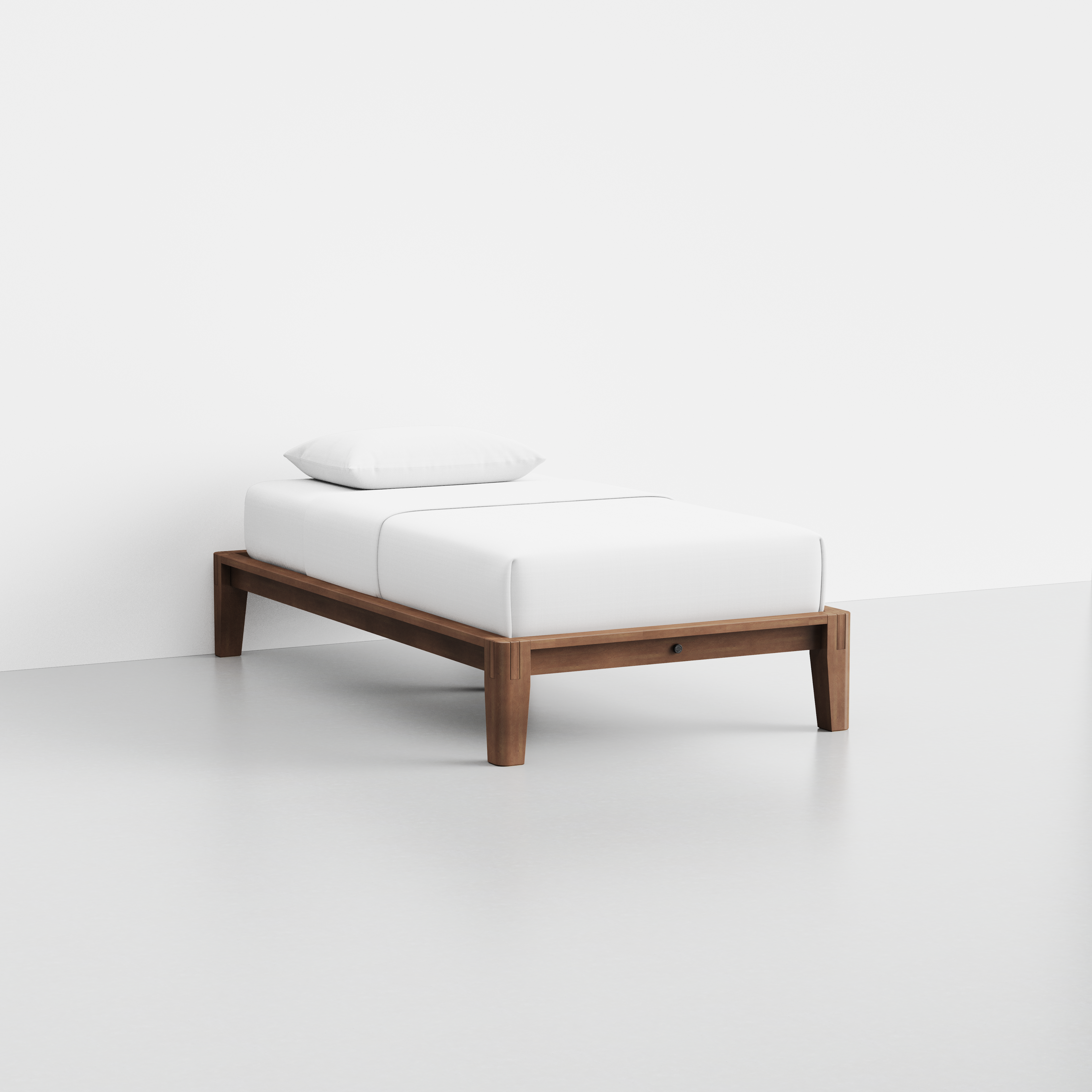 The Bed (Walnut / Twin / Frame Only) - Render - Angled