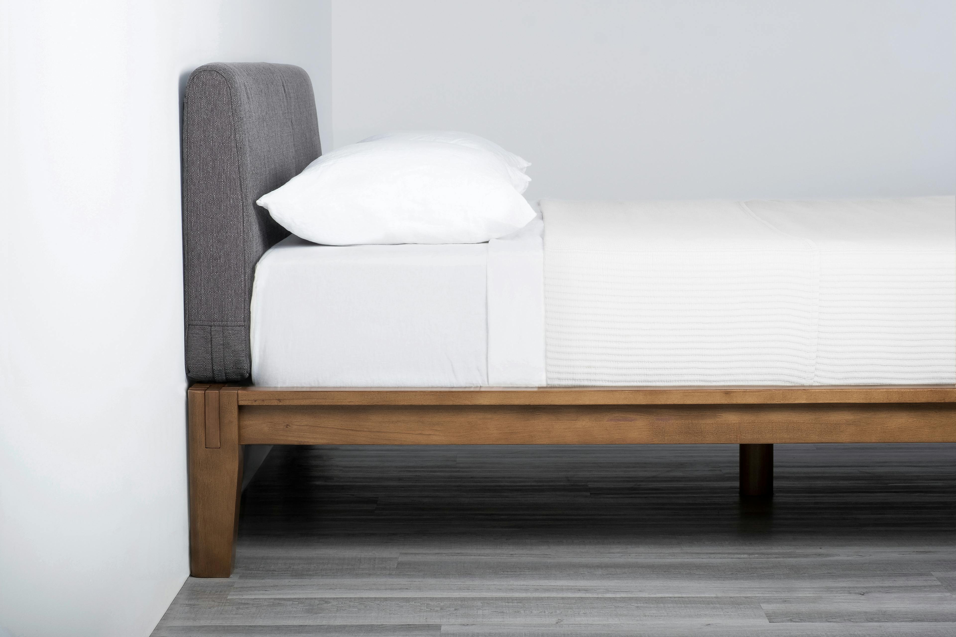 The Bed in Walnut and Dark Charcoal Color, Side View