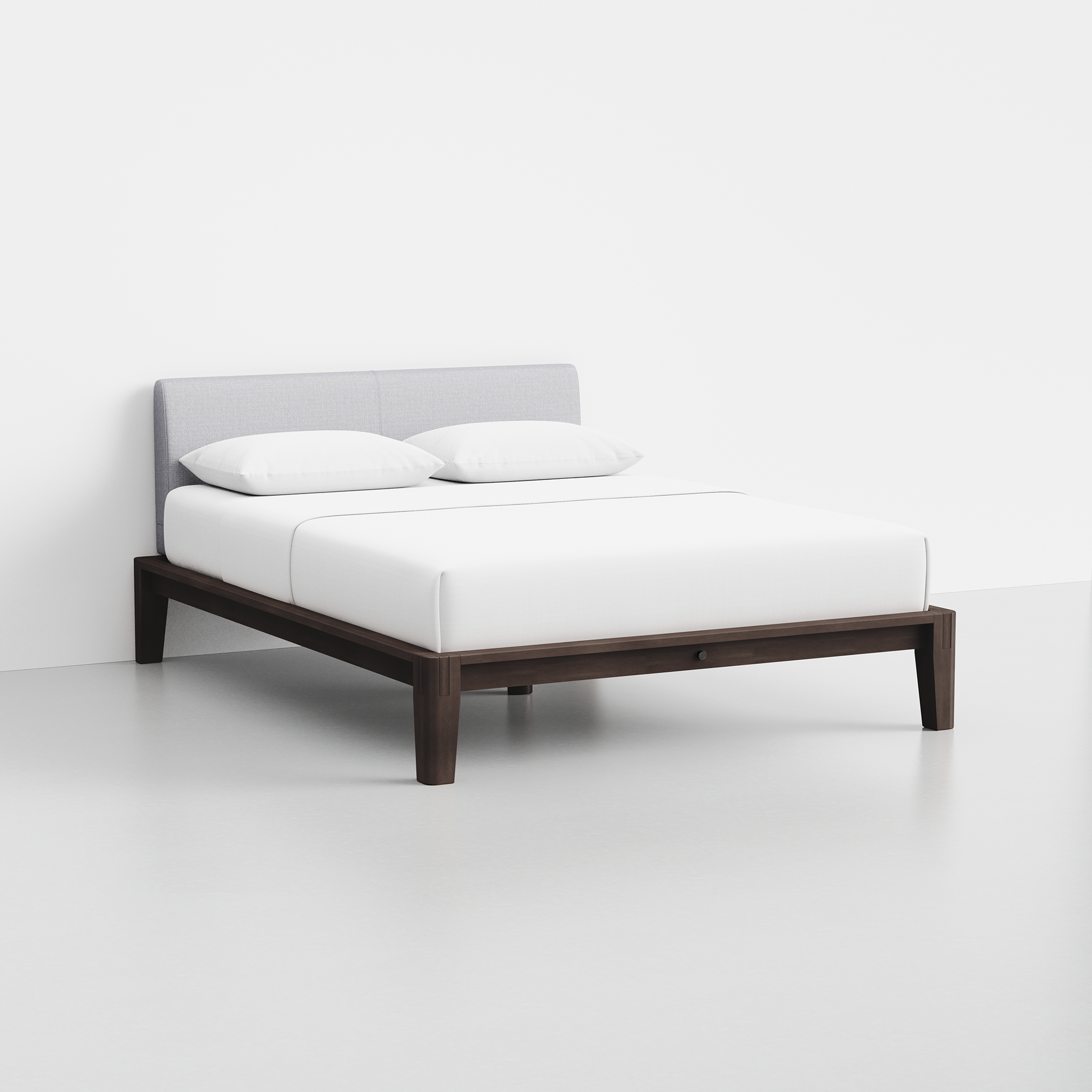 The Bed (Espresso / Fog Grey) - Render - Angled