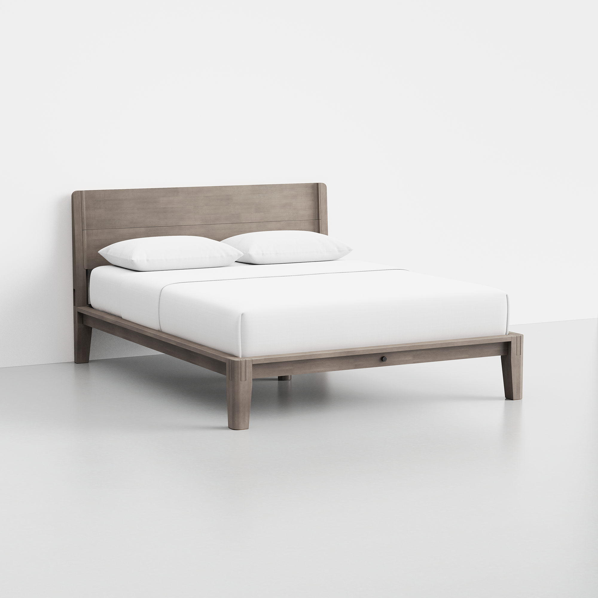 The Bed (Grey / Headboard) - Render - Angled