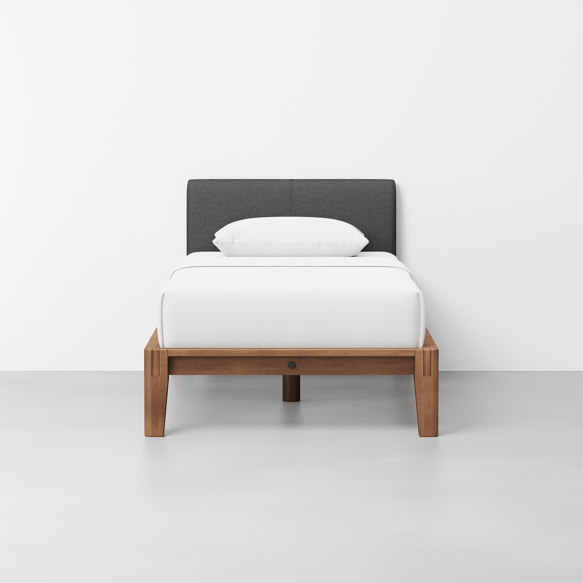 The Bed (Twin / Walnut / Dark Charcoal) - Render - Front