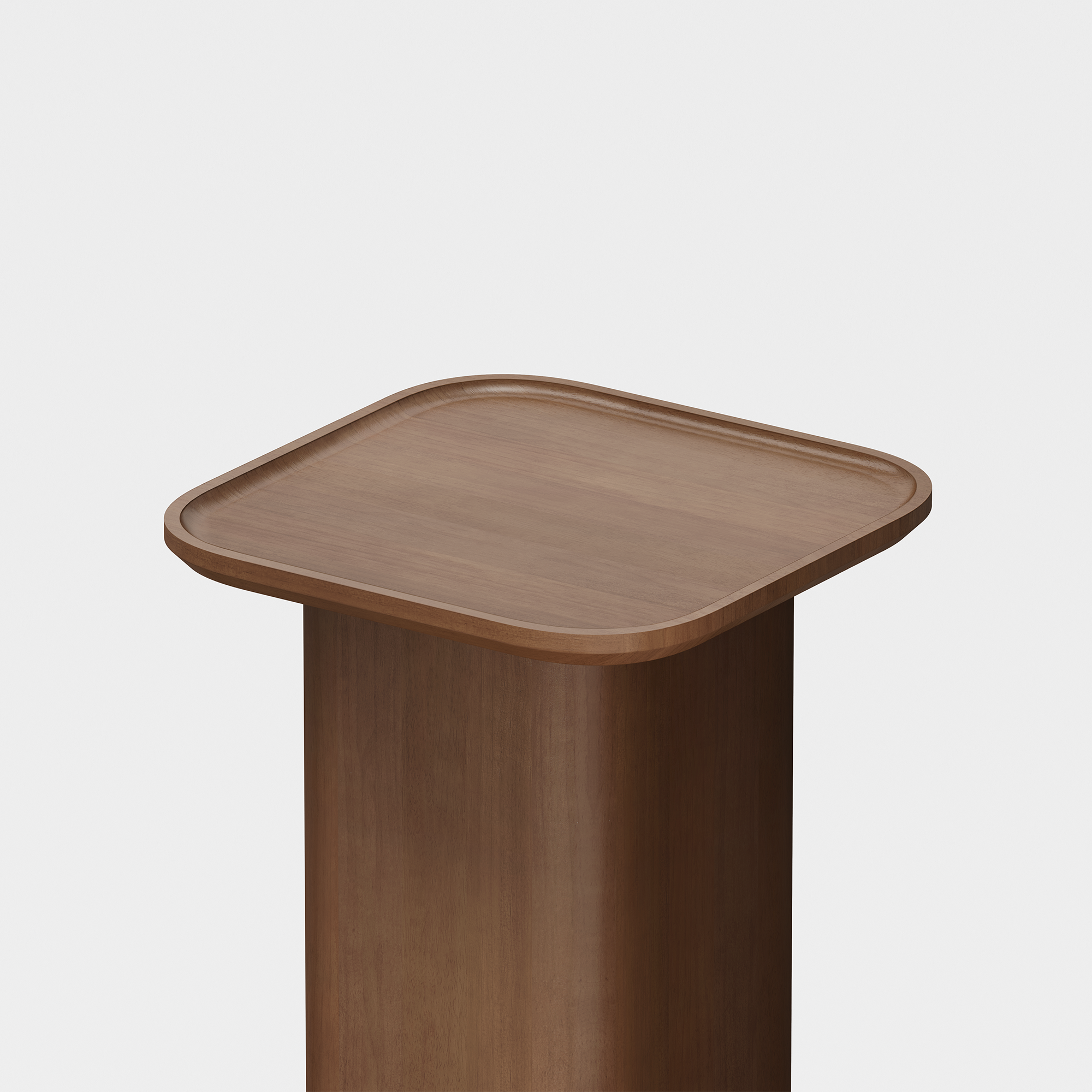 Pedestal Side Table (Walnut) - Render - Top