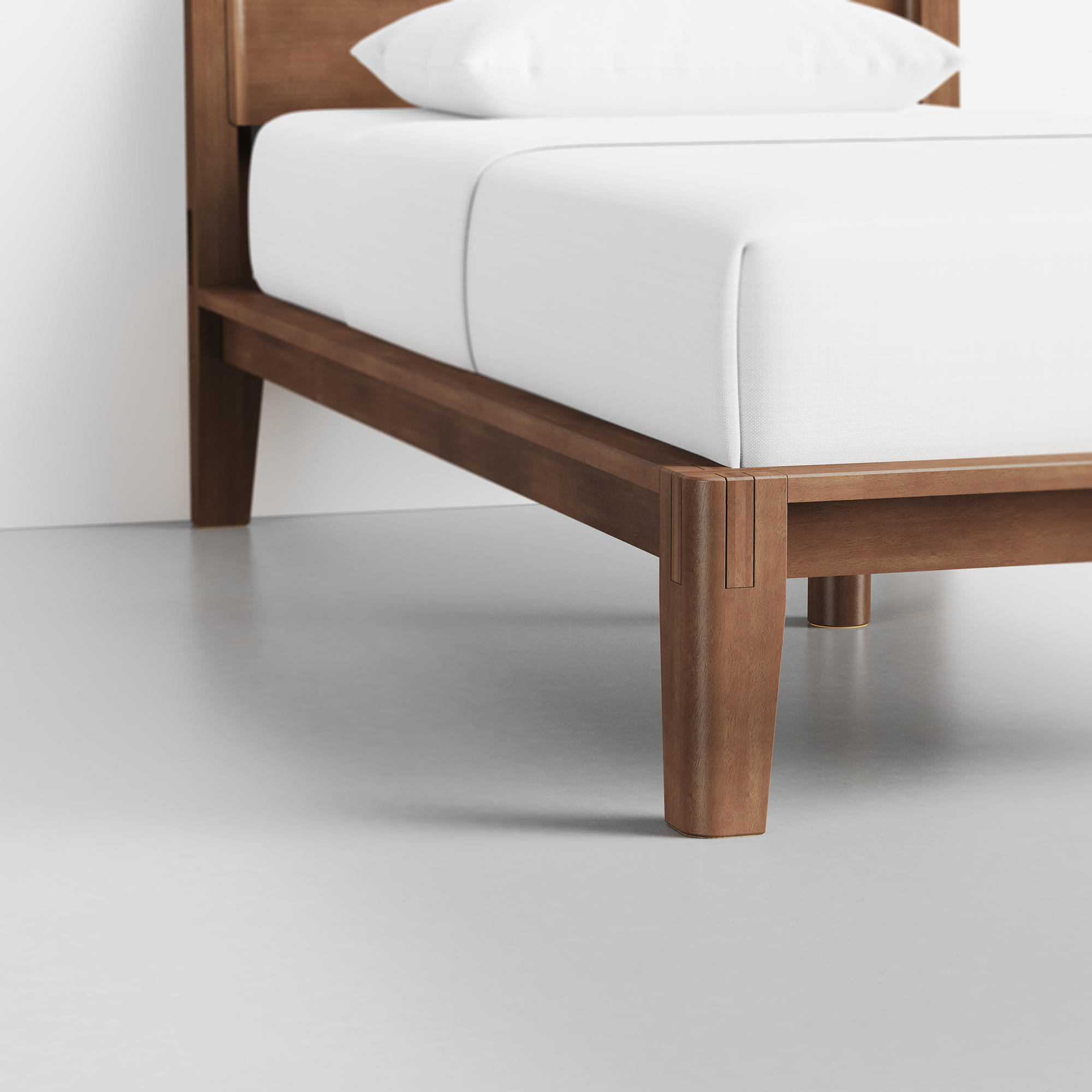The Bed (Twin / Walnut / Headboard) - Render - Foot Detail