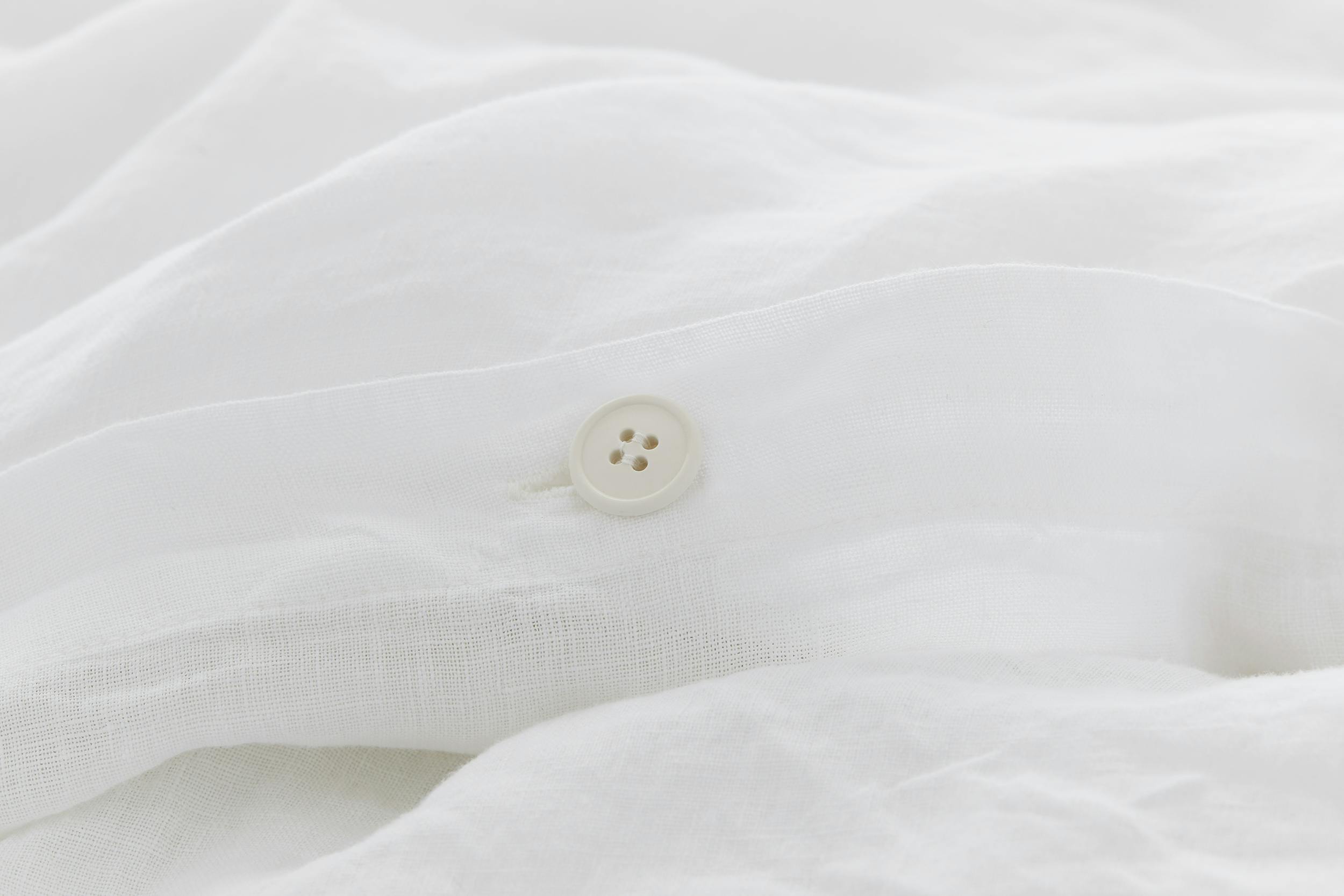 Linen Duvet Cover (White) - Button Detail