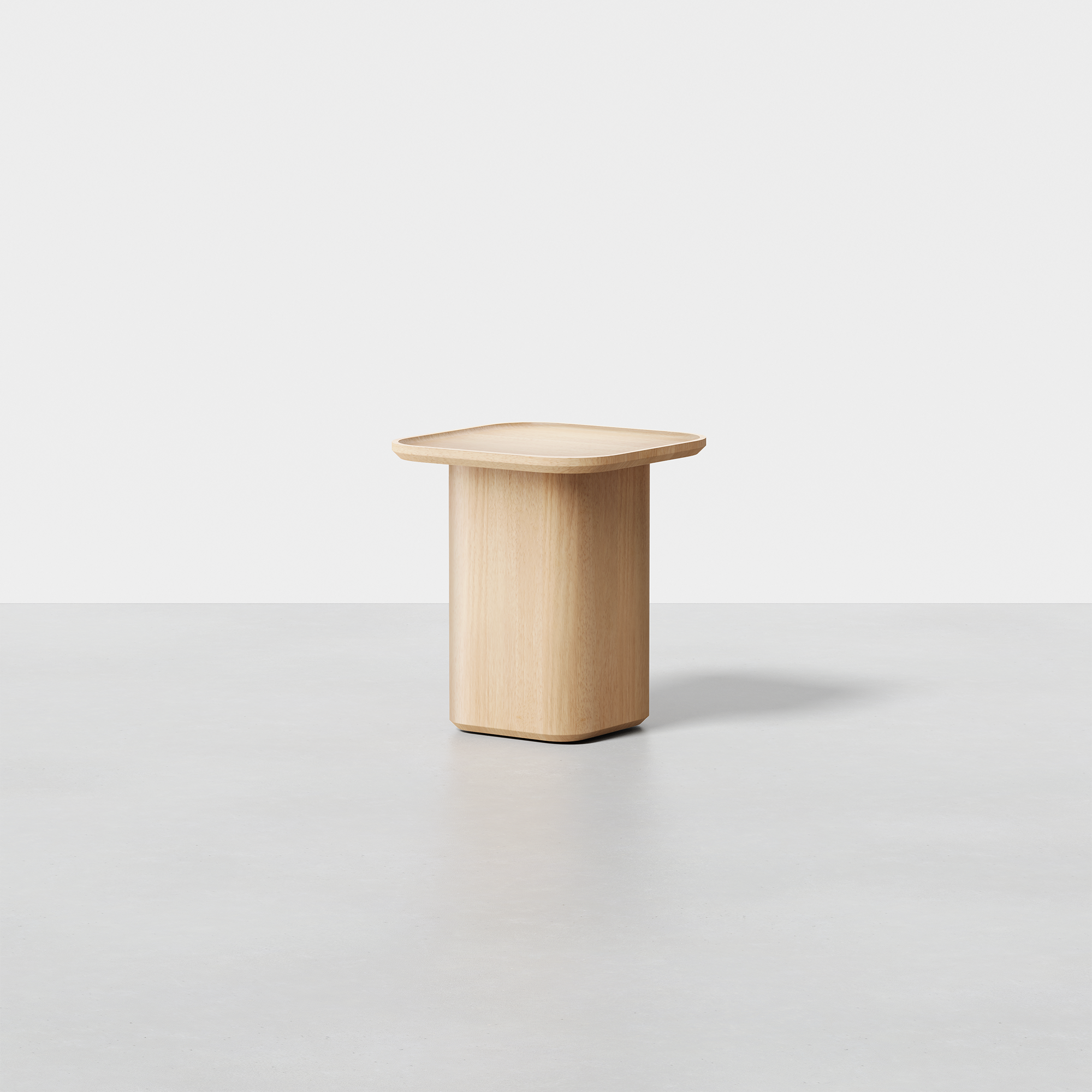 Pedestal Side Table (Natural) - Render - Side